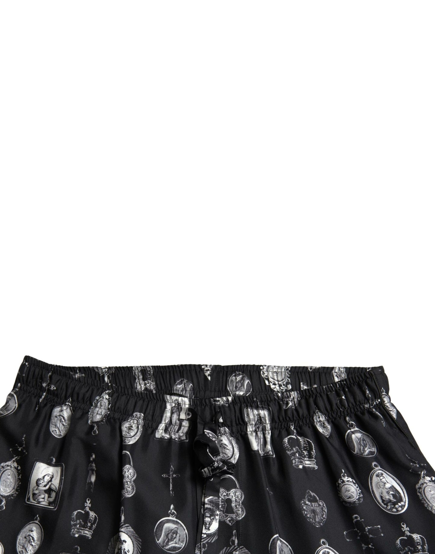 Dolce & Gabbana Elegante Zijden Joggingbroek met Religieuze Print