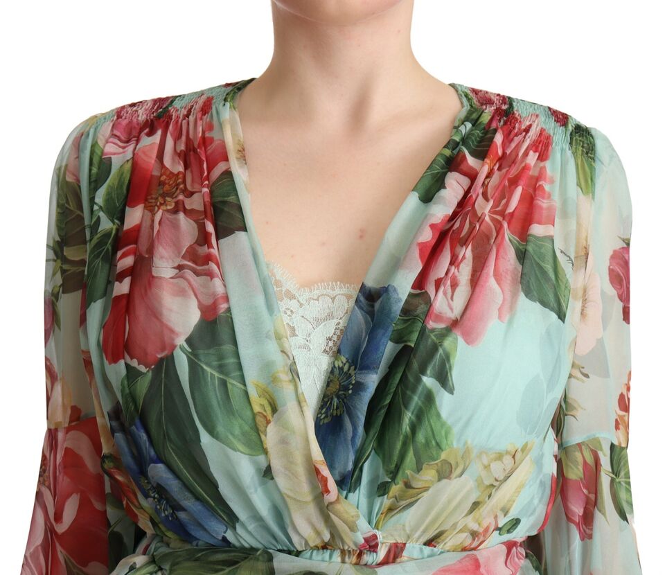 Dolce & Gabbana Floral Silk Midi Wrap Dress