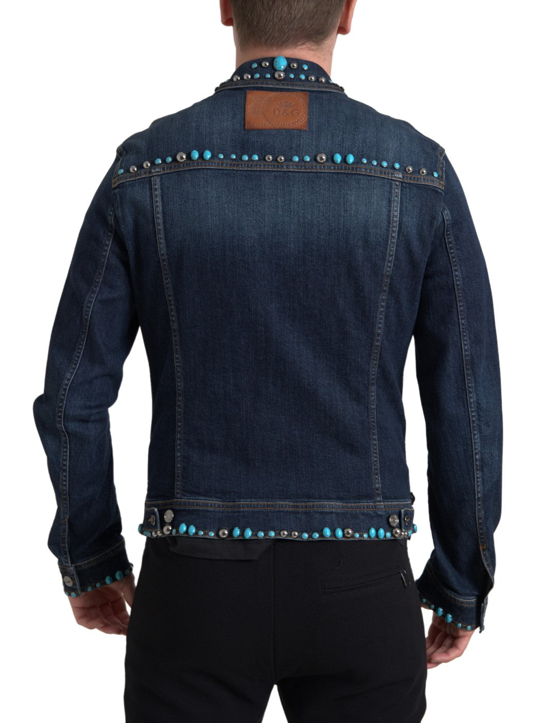 Dolce & Gabbana Versierd Turquoise Denim Jack