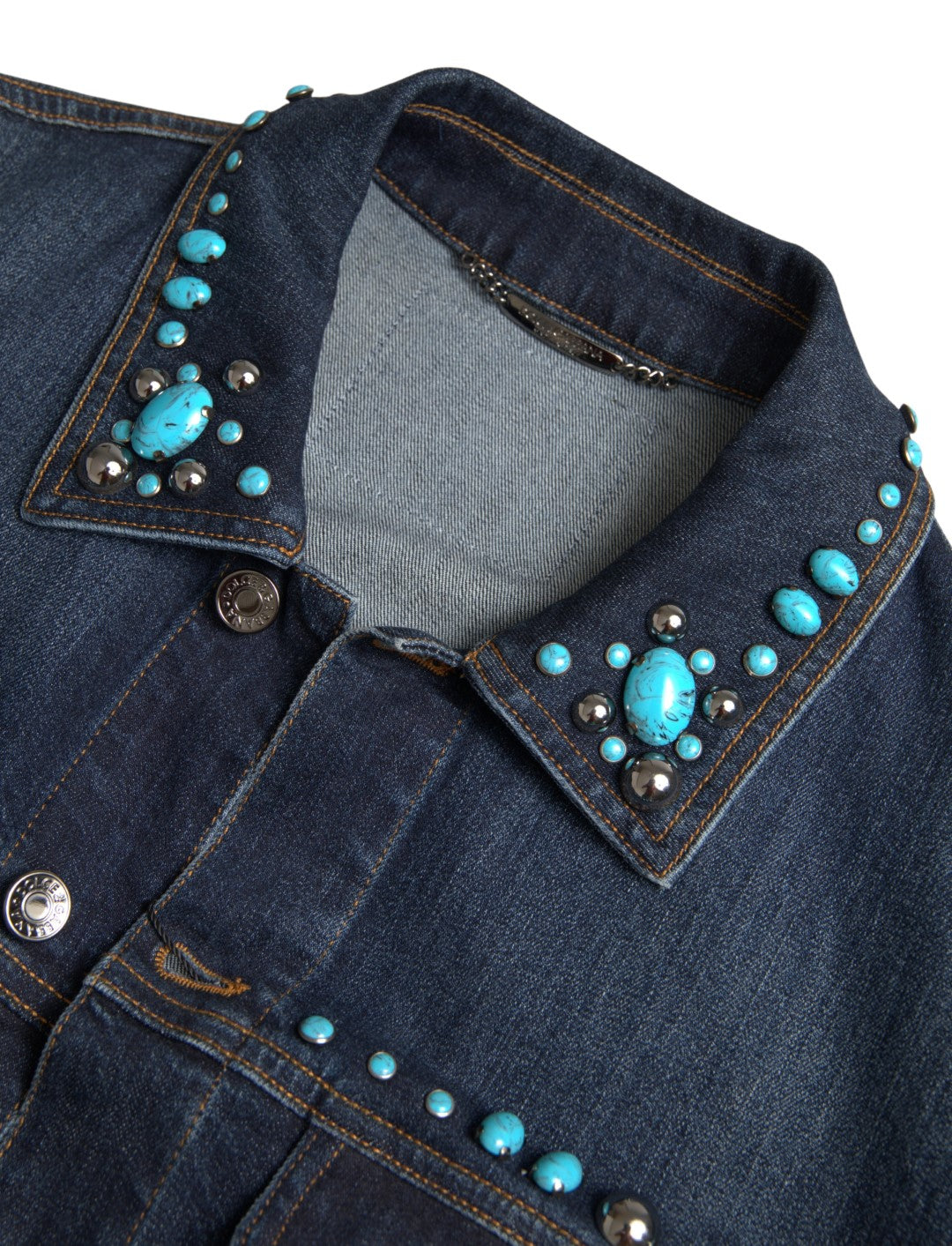 Dolce & Gabbana Versierd Turquoise Denim Jack