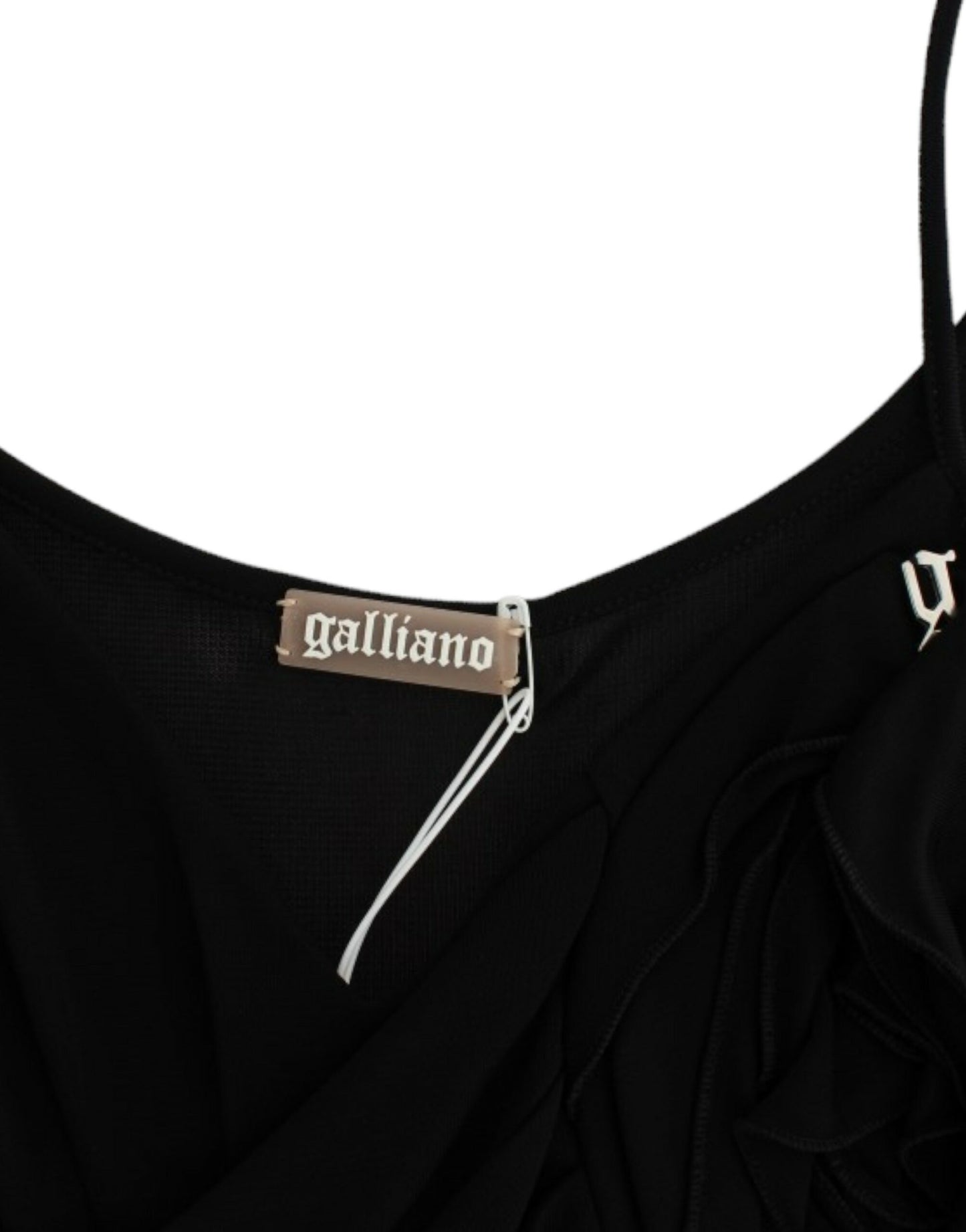 John Galliano Elegante Zwarte Jersey Knielange Jurk