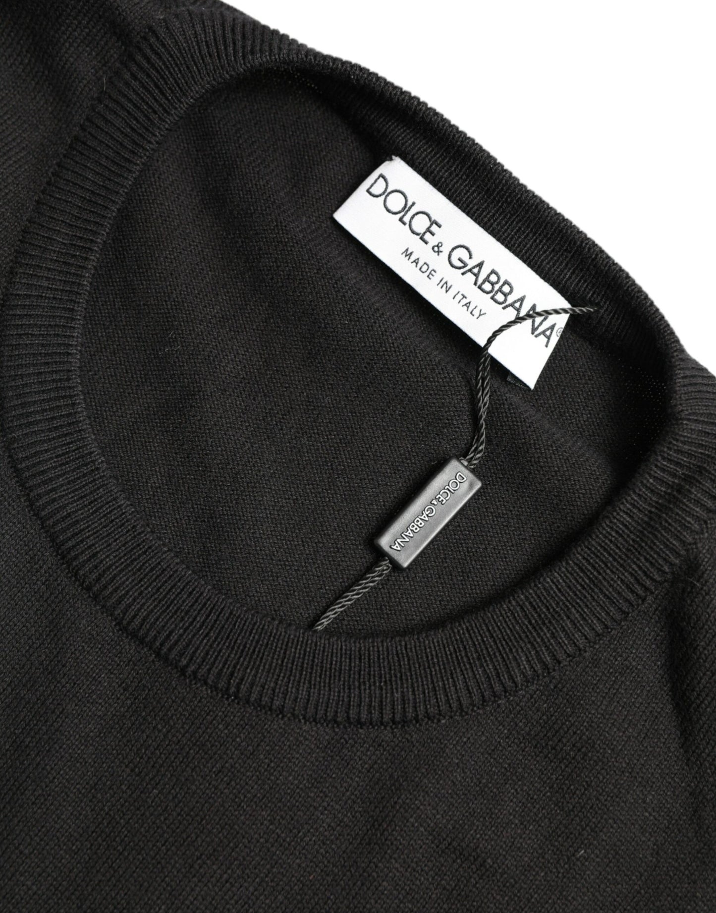 Dolce & Gabbana Elegante Zwarte Katoenen Ronde Hals Pullover Trui