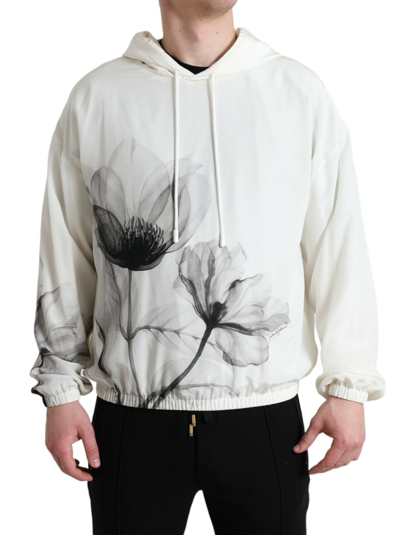 Dolce & Gabbana Elegante Bloemen Zijden Capuchon Pullover