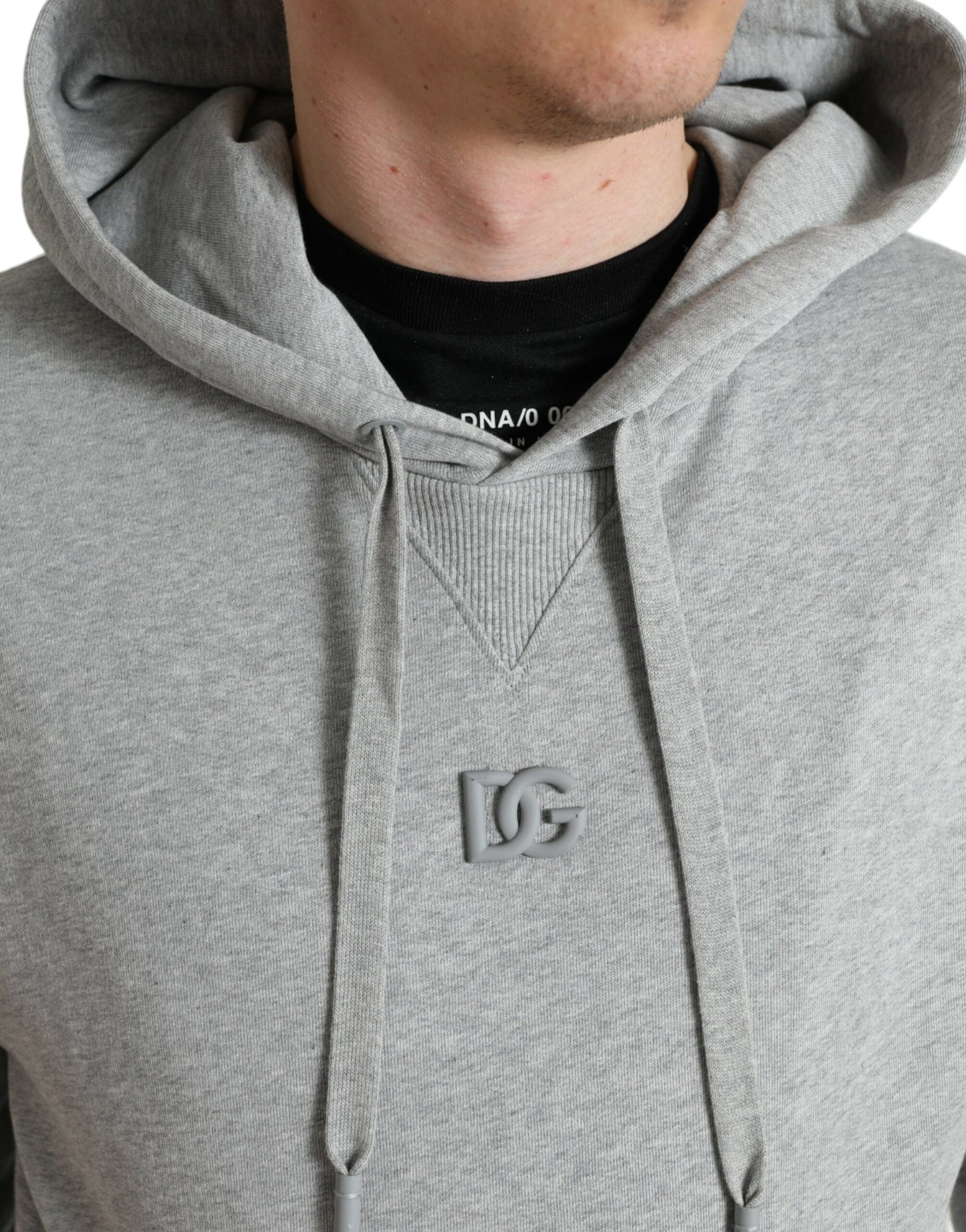 Dolce & Gabbana Chic Grey Logo Hooded Katoenen Trui