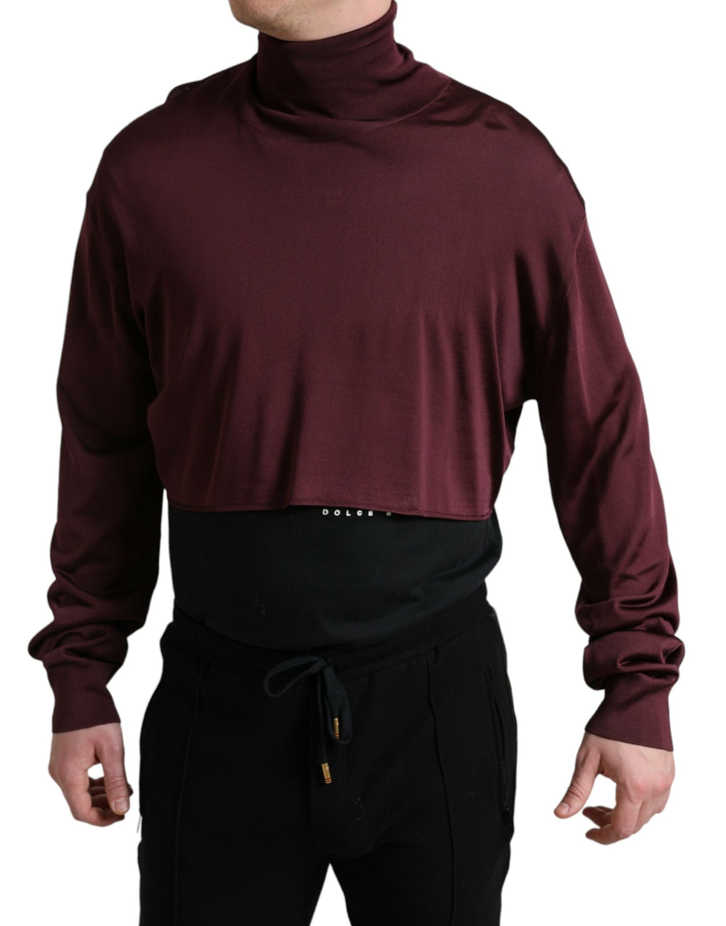 Dolce & Gabbana Maroon Turtleneck Viscose Trui