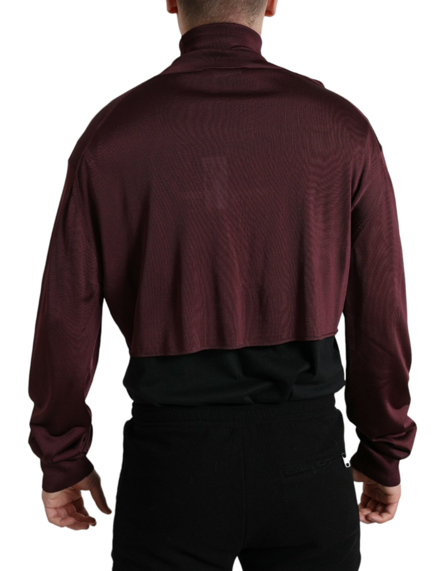 Dolce & Gabbana Maroon Turtleneck Viscose Trui