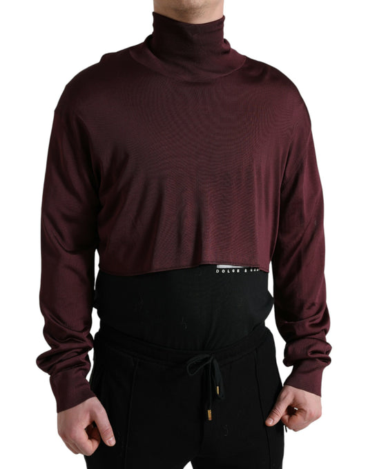 Dolce & Gabbana Maroon Turtleneck Viscose Trui