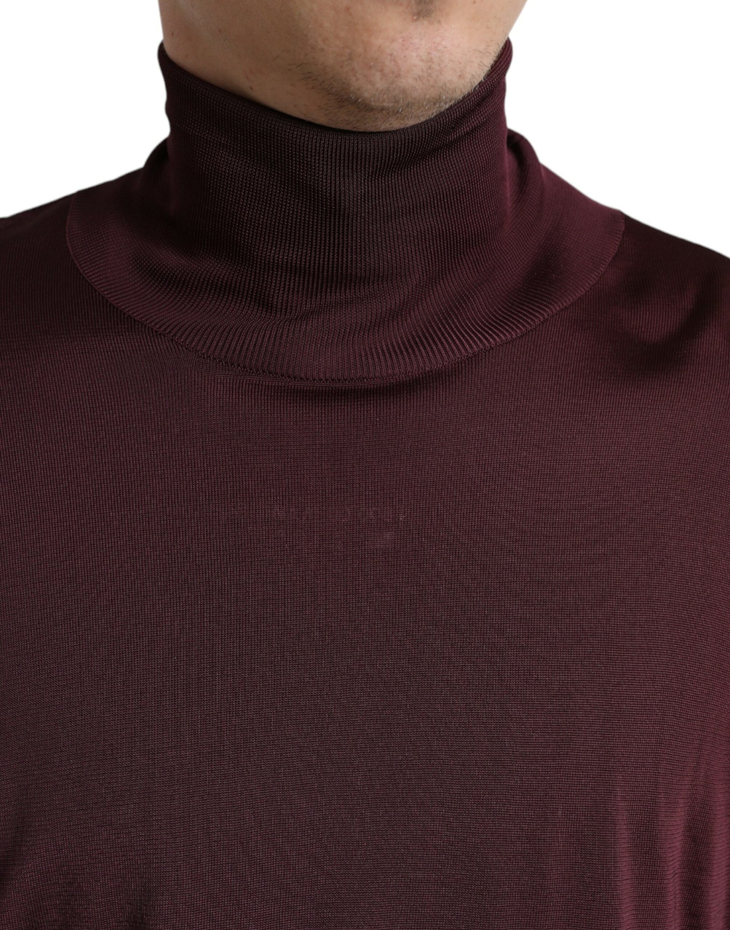 Dolce & Gabbana Maroon Turtleneck Viscose Trui