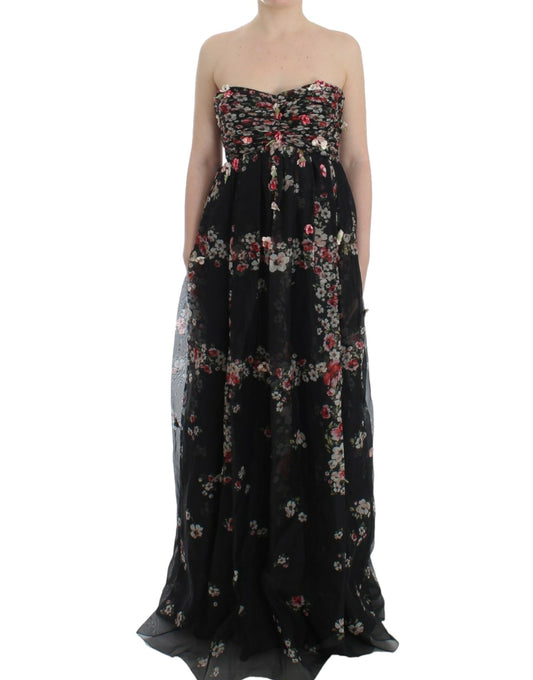 Dolce & Gabbana Elegante Strapless Zijden Maxi-jurk