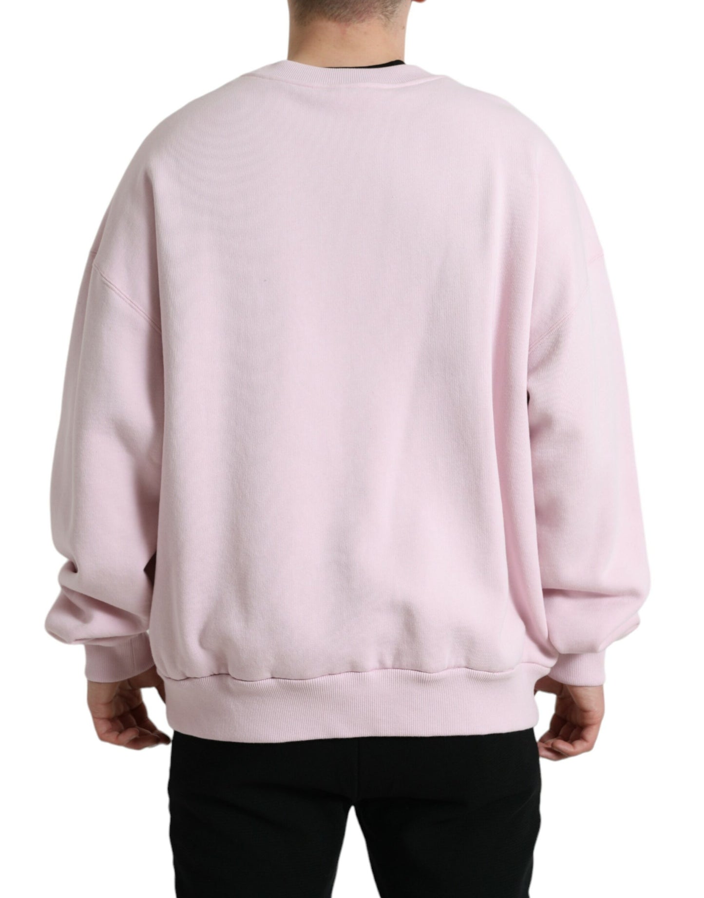 Dolce & Gabbana Elegant Pink Crew Neck Logo Sweater