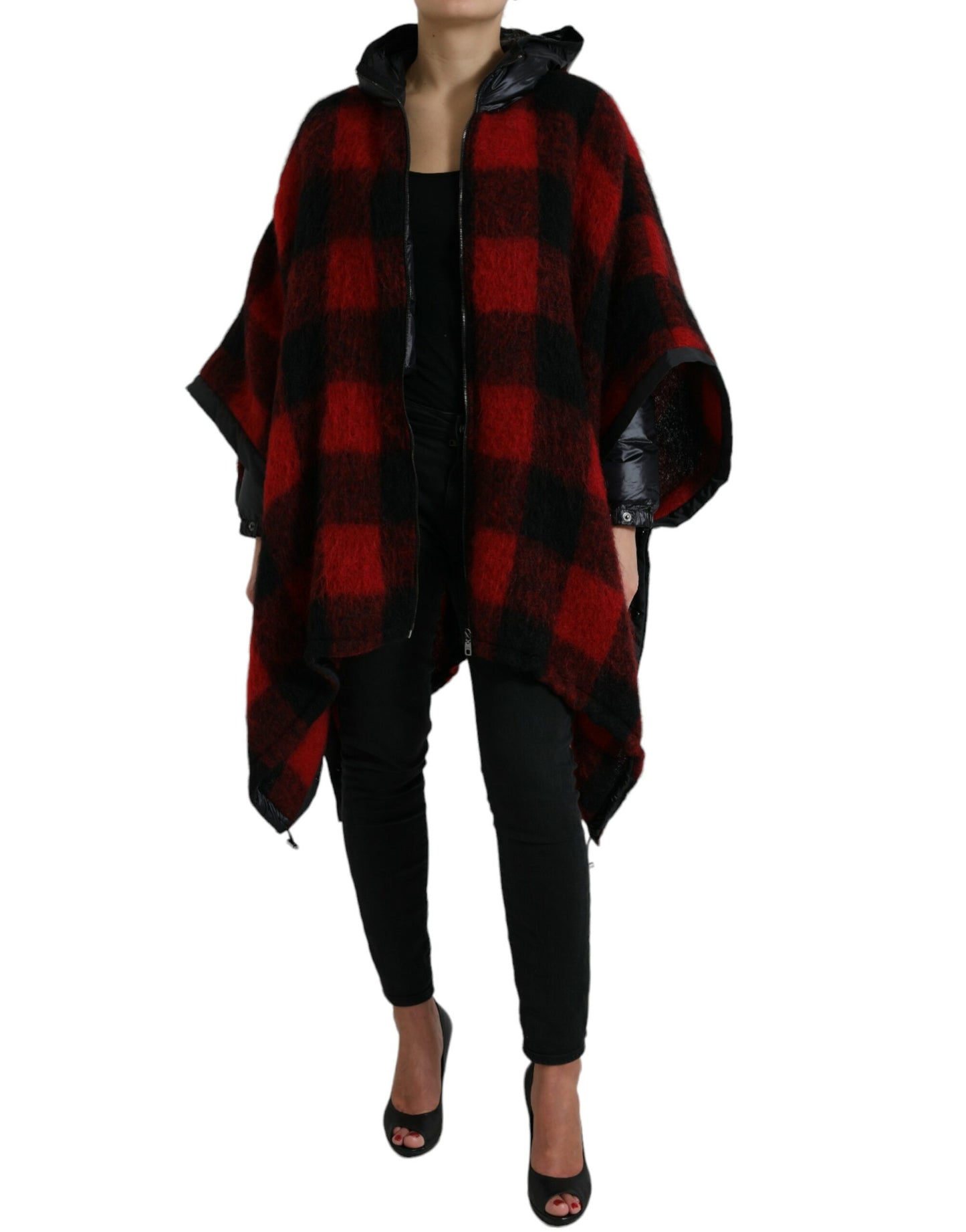 Dolce & Gabbana Elegante Buffalo Check Poncho-jas