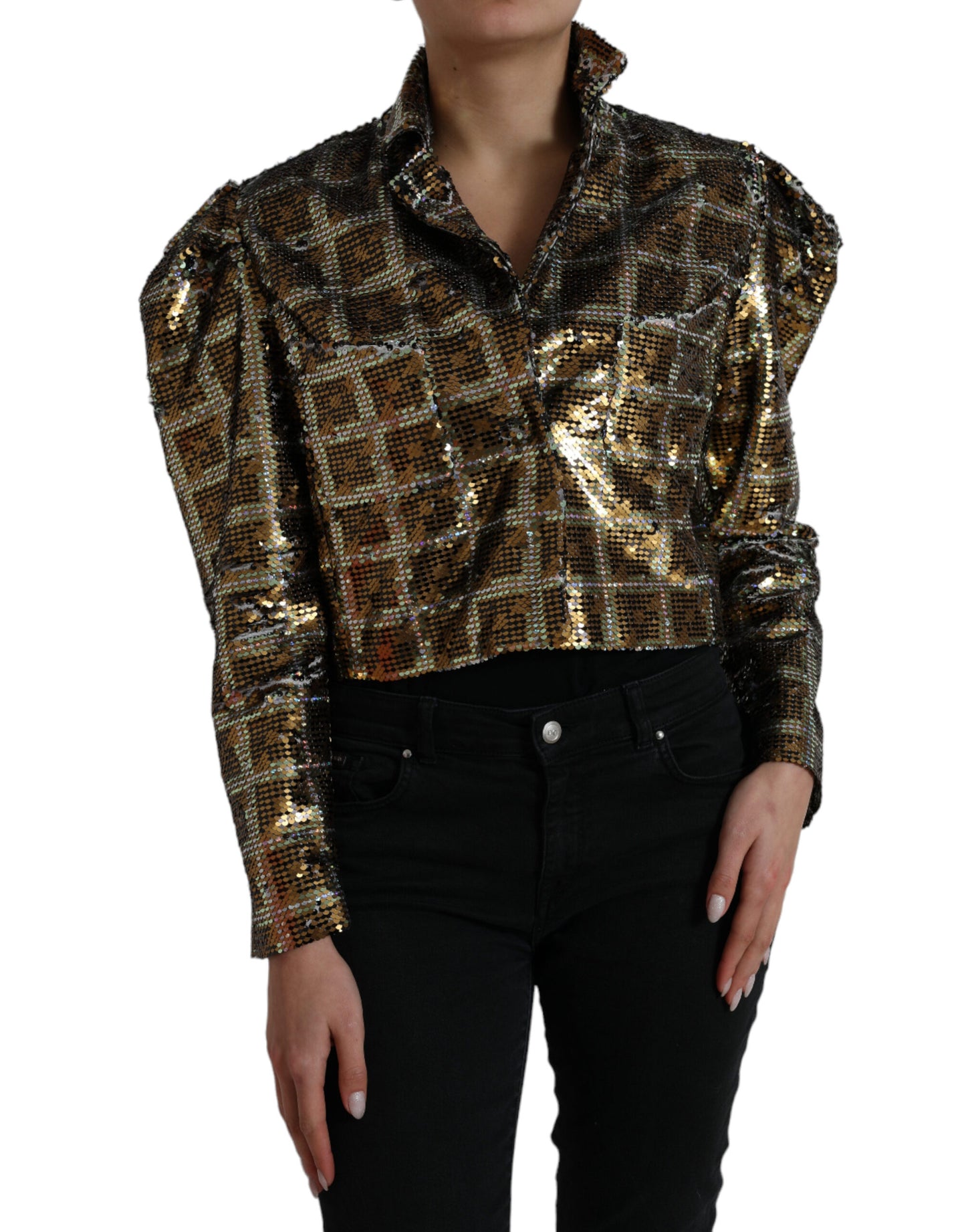 Dolce & Gabbana Multicolor Sequin Cropped Jasje