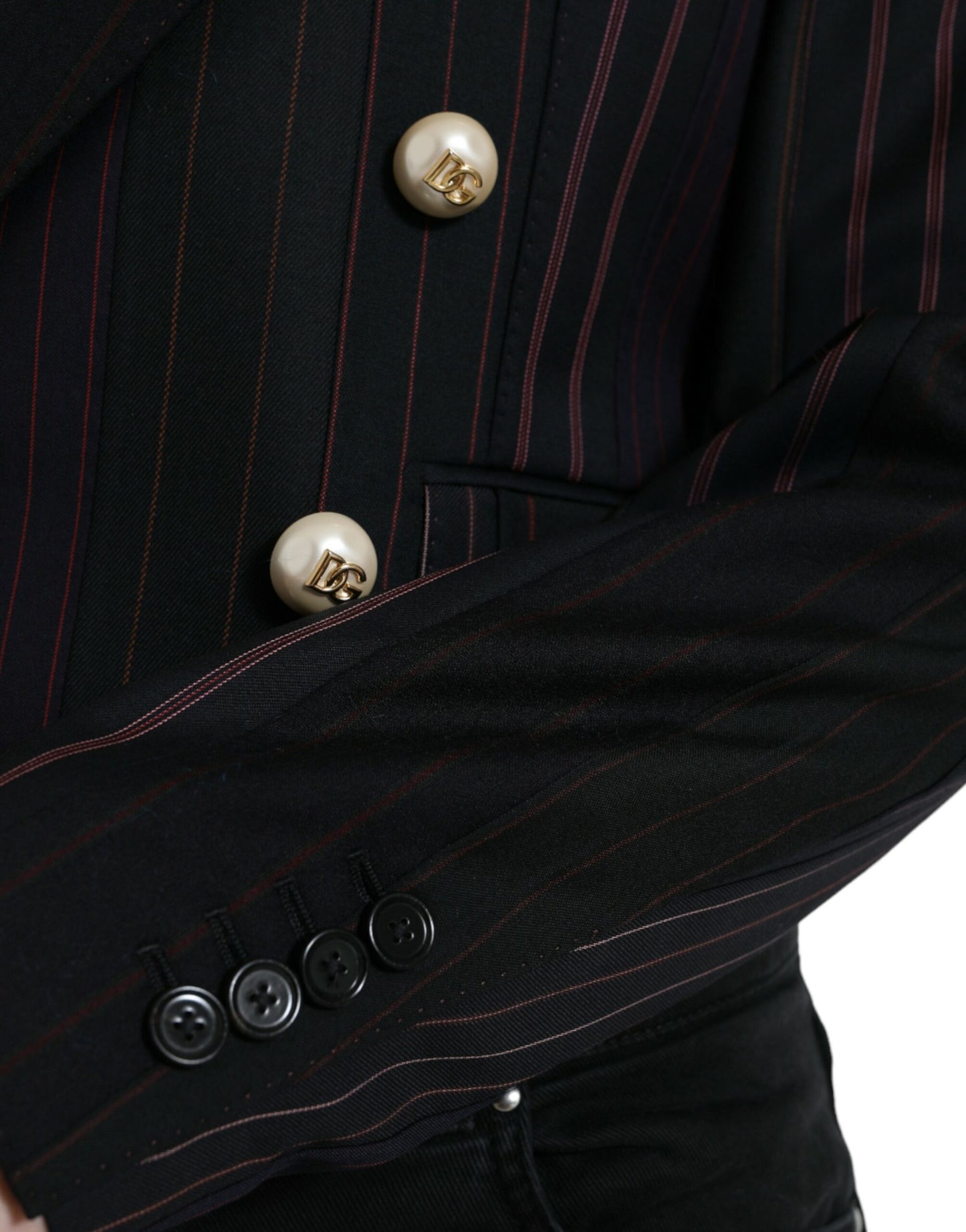 Dolce & Gabbana Elegante Gestreepte Dubbelrijs Wollen Blazer