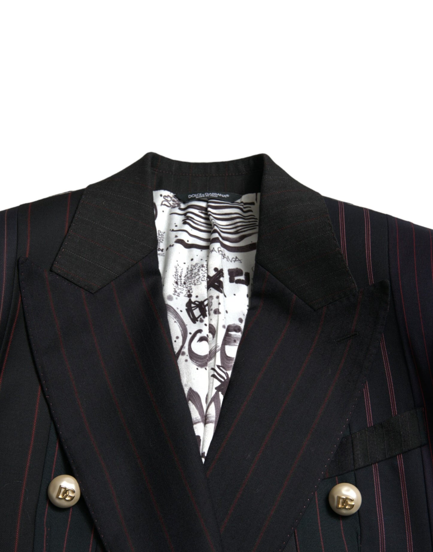 Dolce & Gabbana Elegante Gestreepte Dubbelrijs Wollen Blazer