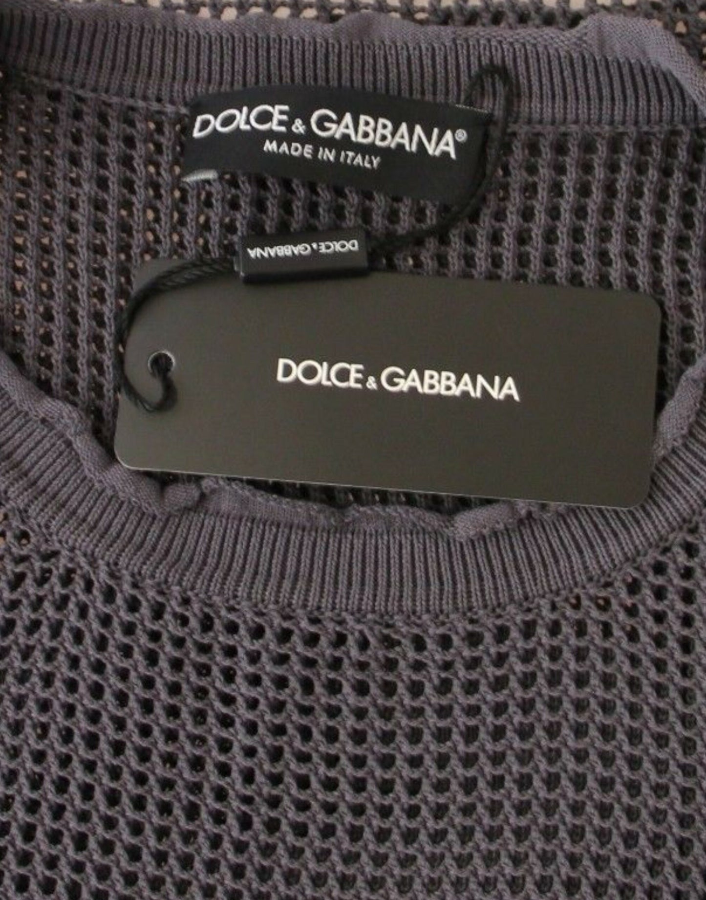 Dolce & Gabbana Elegante ronde hals trui met netstof in lichtpaars