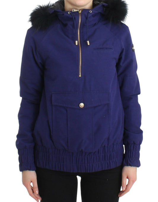 GF Ferre Chic Blauw K-Way Jack met Imitatiebont Accent