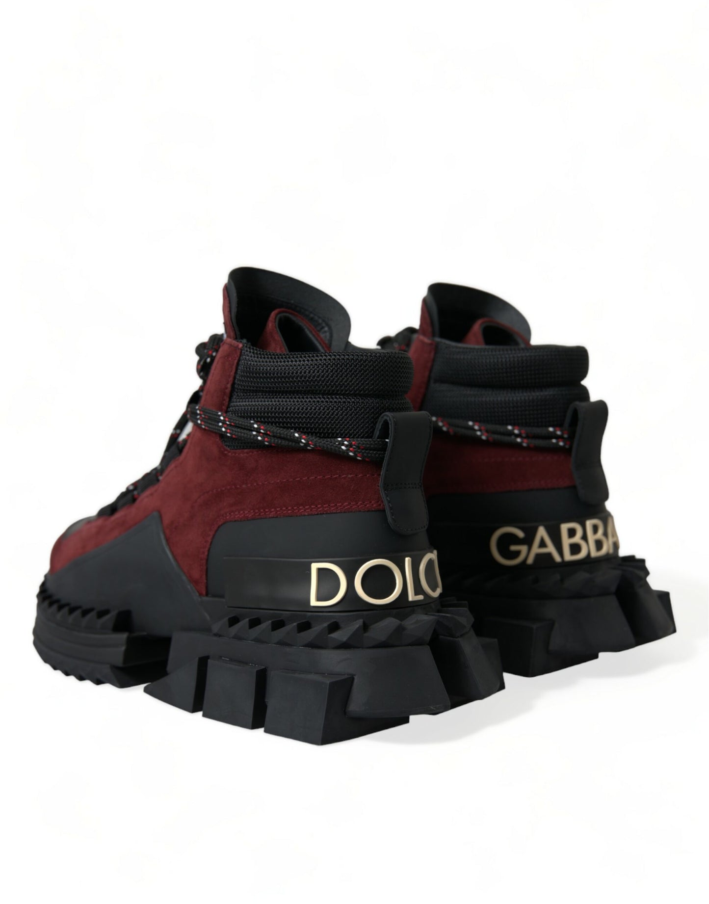 Dolce & Gabbana Bordeauxrode leren hoge sneakers