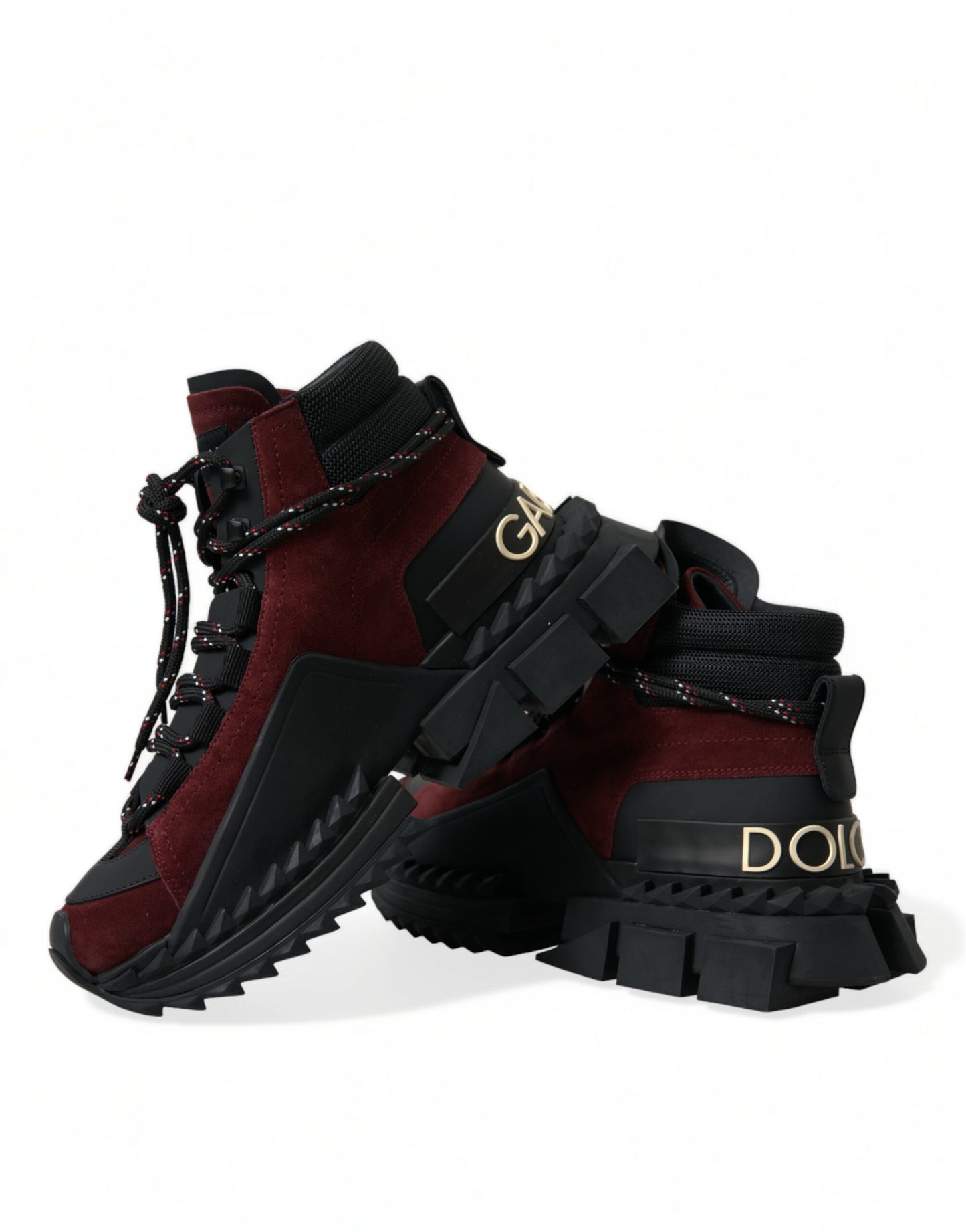 Dolce & Gabbana Bordeauxrode leren hoge sneakers