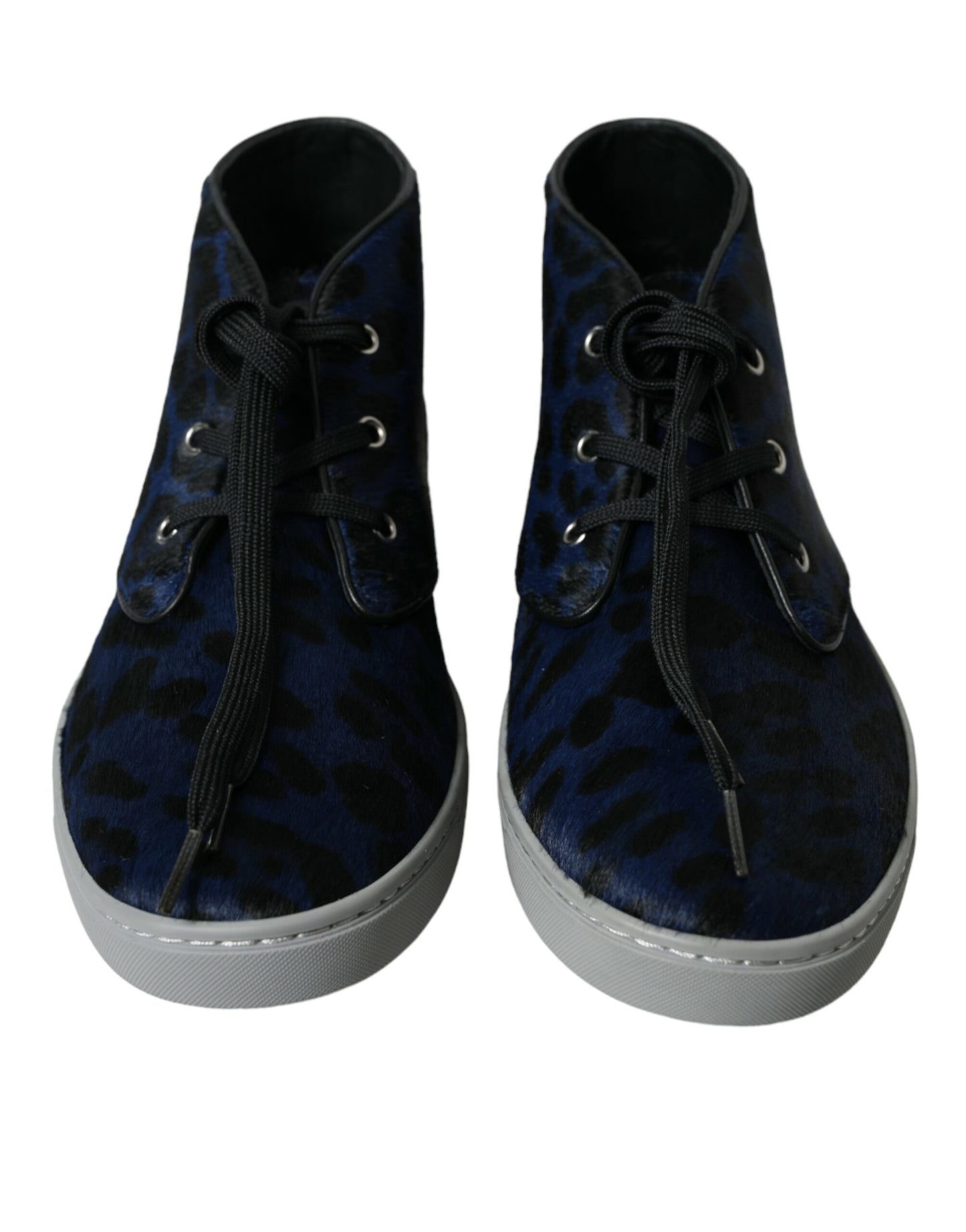 Dolce & Gabbana Chic Blauwe Luipaardprint Mid-Top Sneakers