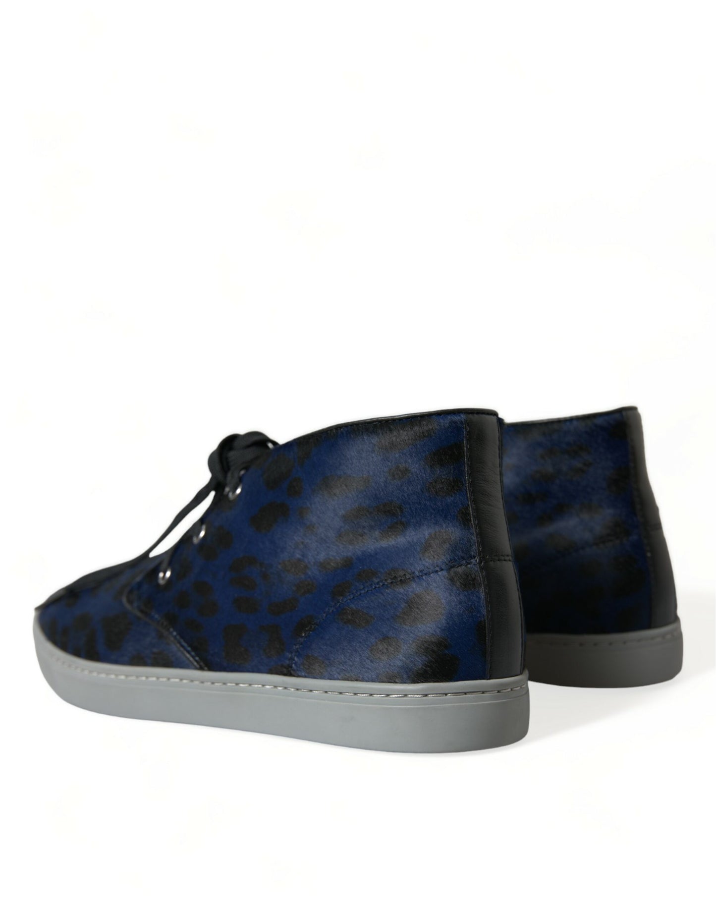 Dolce & Gabbana Chic Blauwe Luipaardprint Mid-Top Sneakers