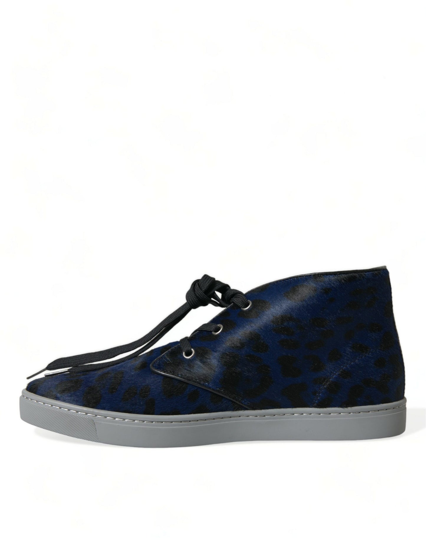 Dolce & Gabbana Chic Blauwe Luipaardprint Mid-Top Sneakers