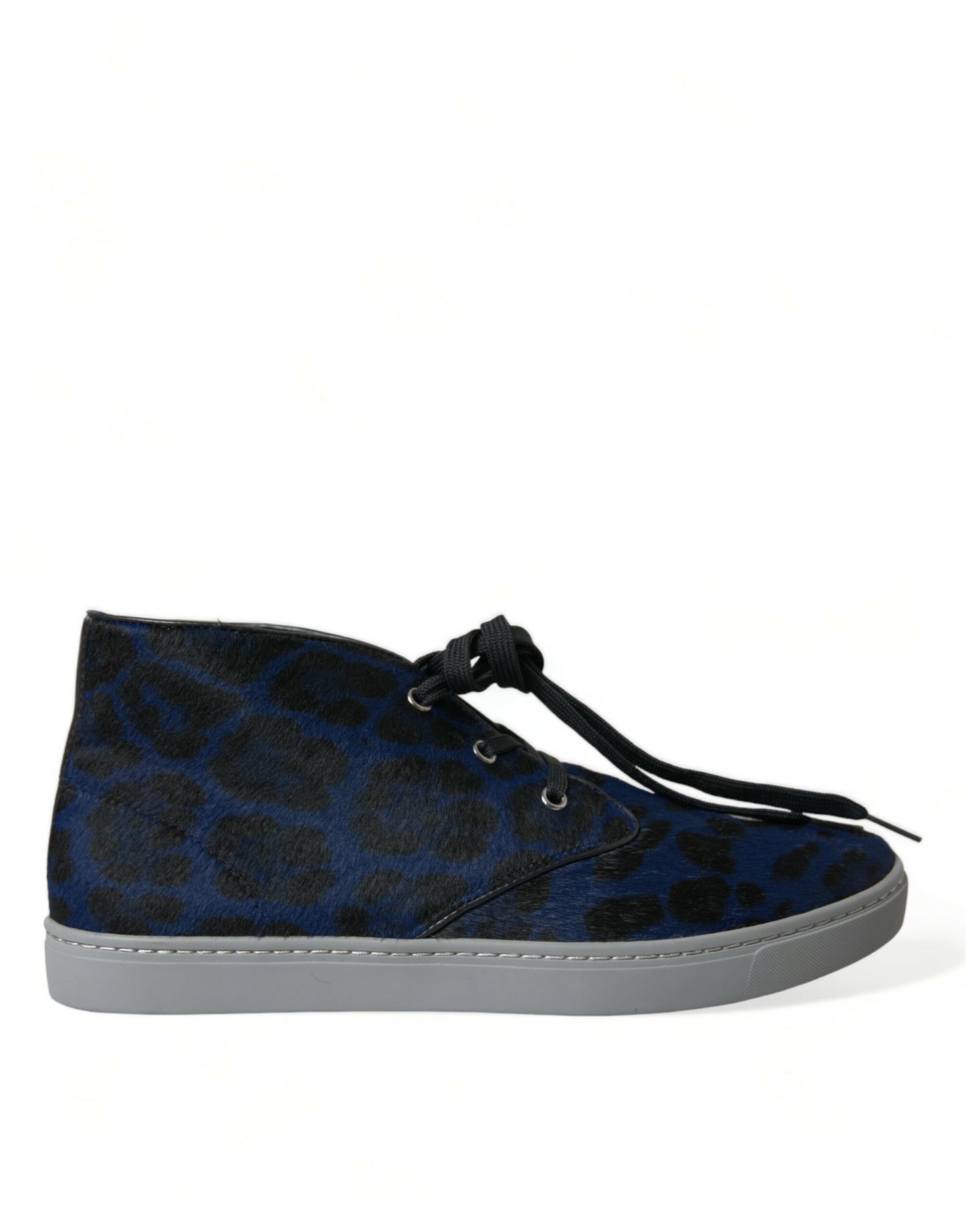 Dolce & Gabbana Chic Blauwe Luipaardprint Mid-Top Sneakers