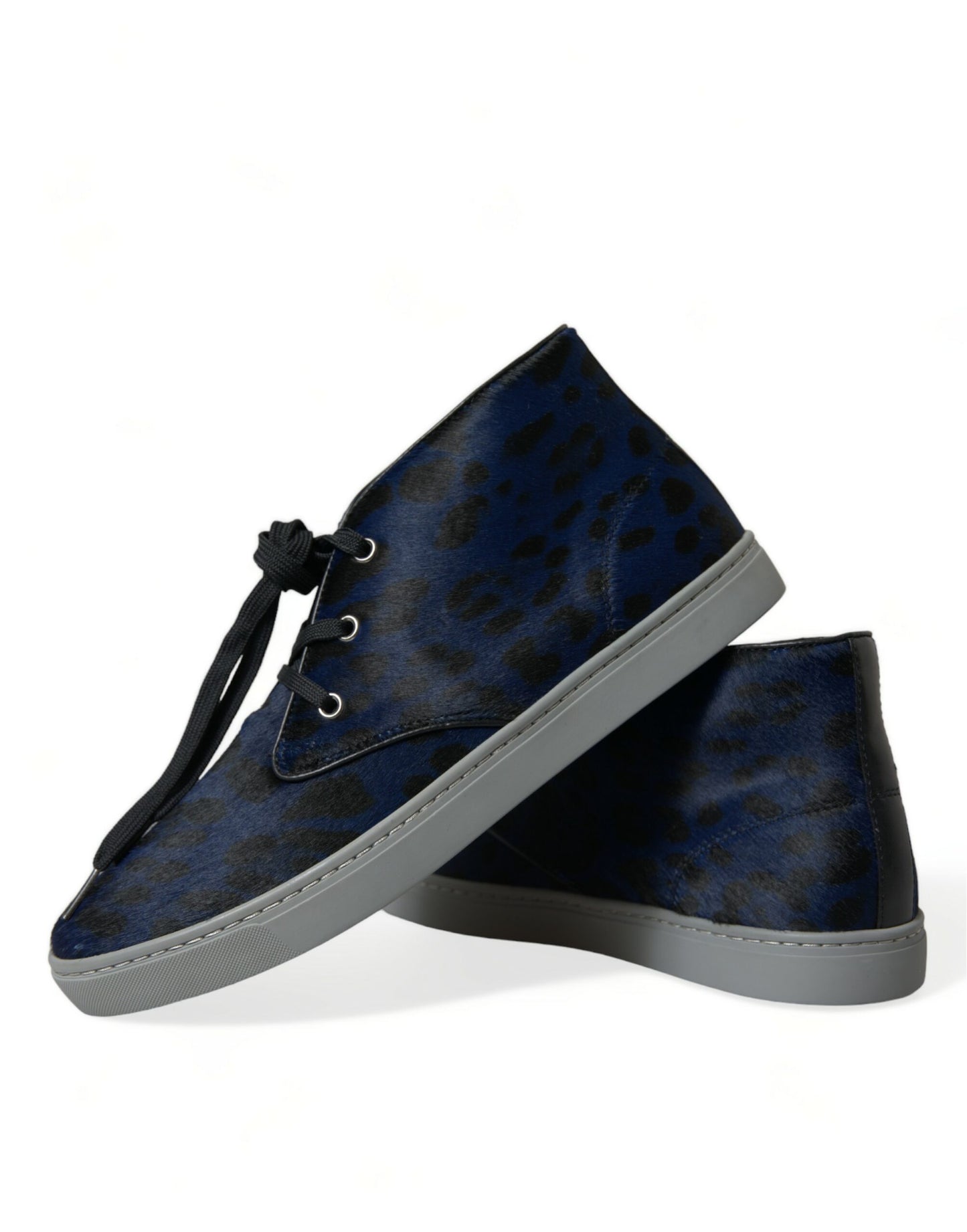 Dolce & Gabbana Chic Blauwe Luipaardprint Mid-Top Sneakers