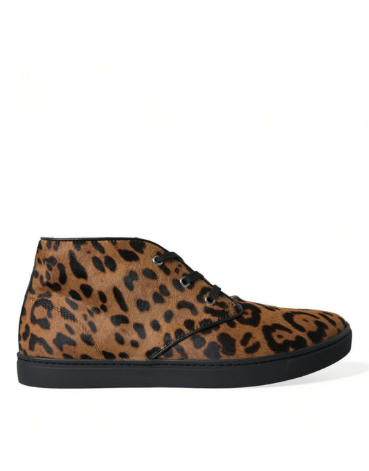 Dolce & Gabbana Elegante Luipaardprint Mid-Top Sneakers