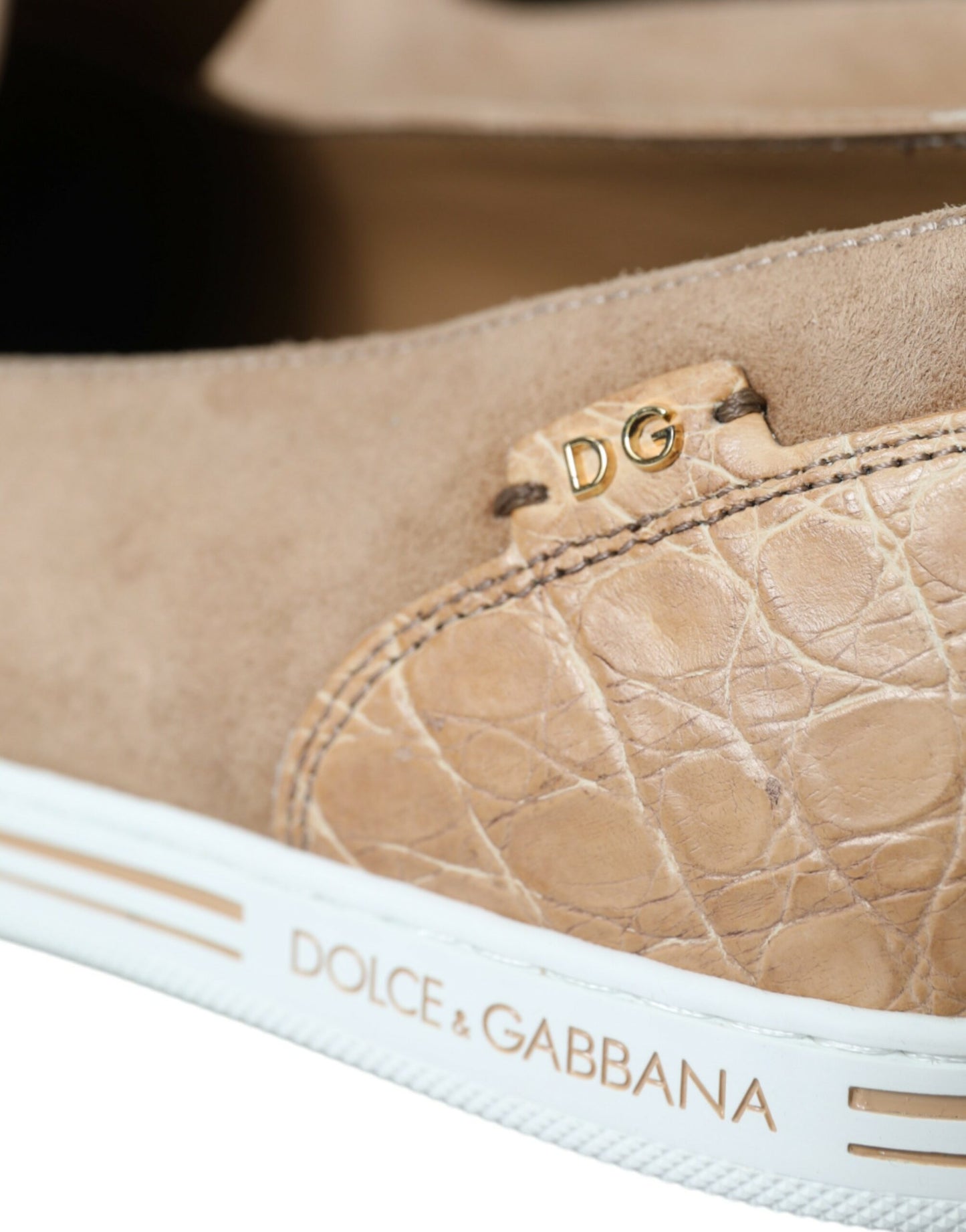 Dolce & Gabbana Elegante Beige Leren Loafers