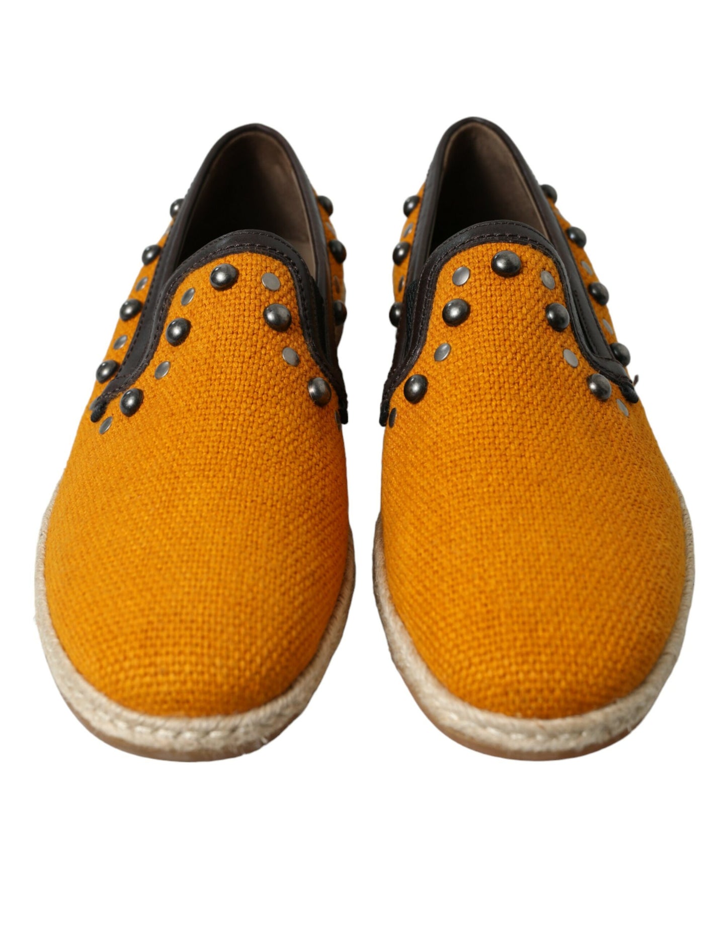 Dolce & Gabbana Exclusieve Oranje Canvas Loafers met Studs