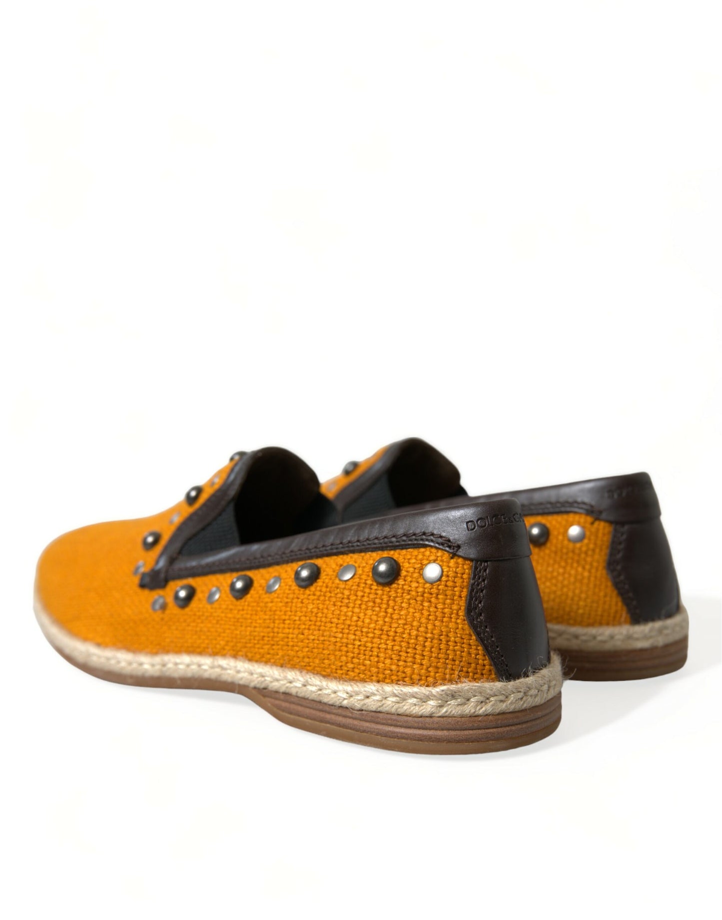 Dolce & Gabbana Exclusieve Oranje Canvas Loafers met Studs