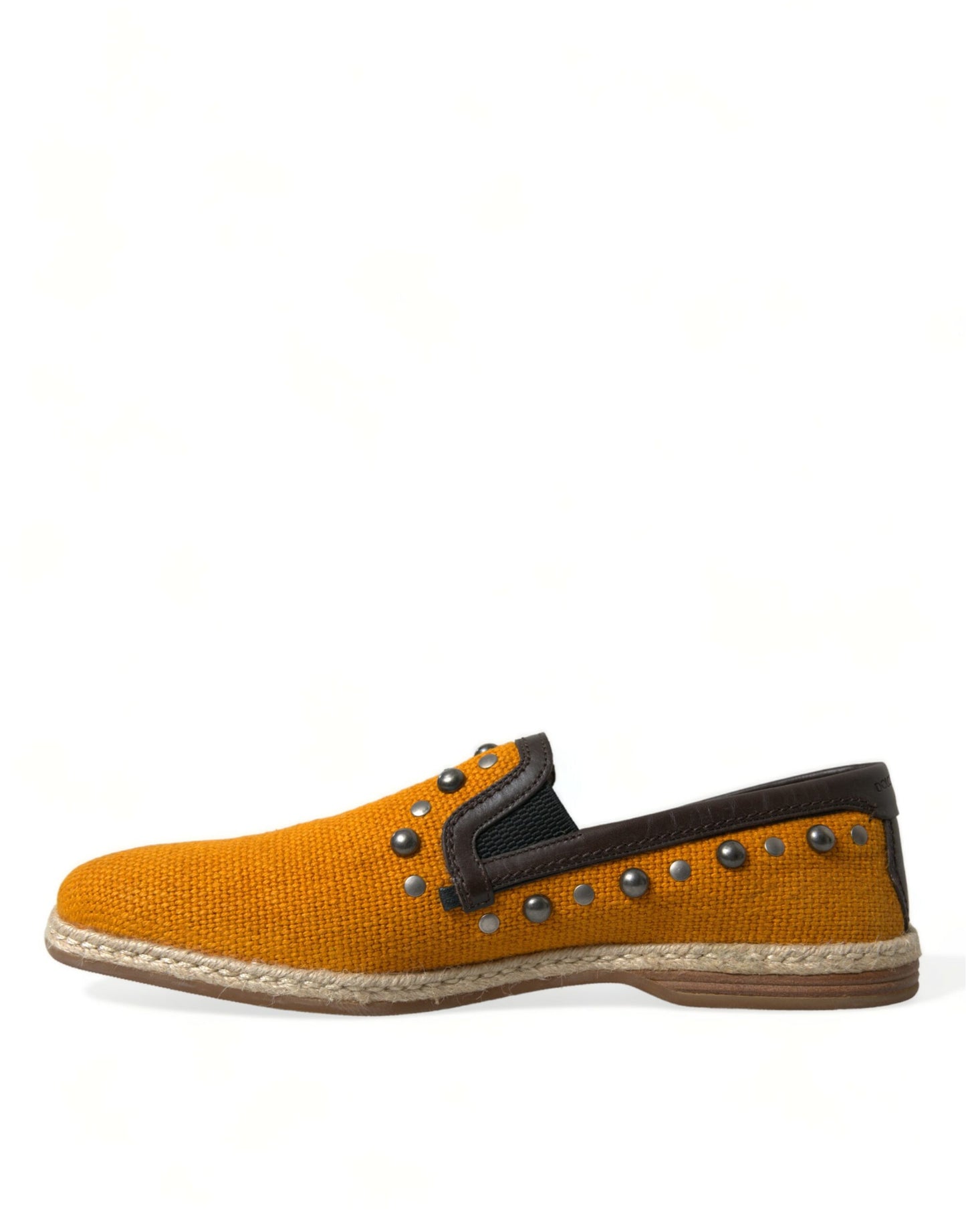 Dolce & Gabbana Exclusieve Oranje Canvas Loafers met Studs