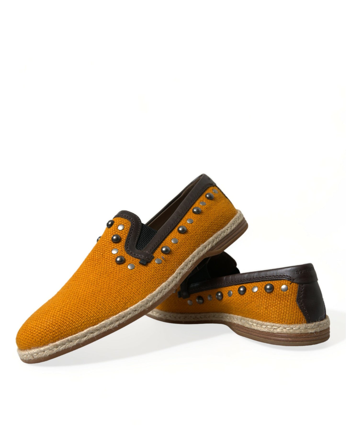 Dolce & Gabbana Exclusieve Oranje Canvas Loafers met Studs