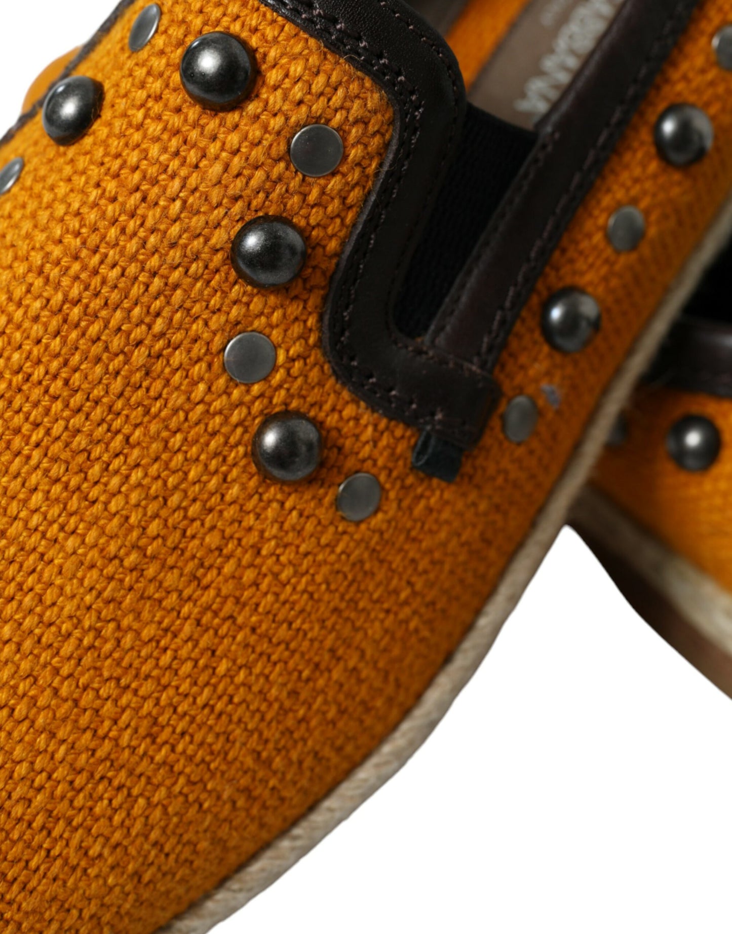 Dolce & Gabbana Exclusieve Oranje Canvas Loafers met Studs