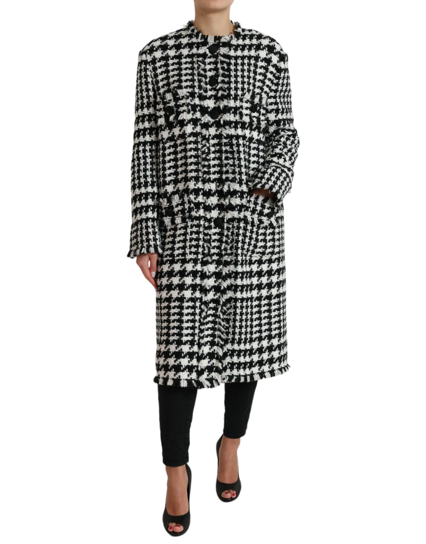 Dolce & Gabbana Elegante Pied-de-Poule Lange Trenchcoat