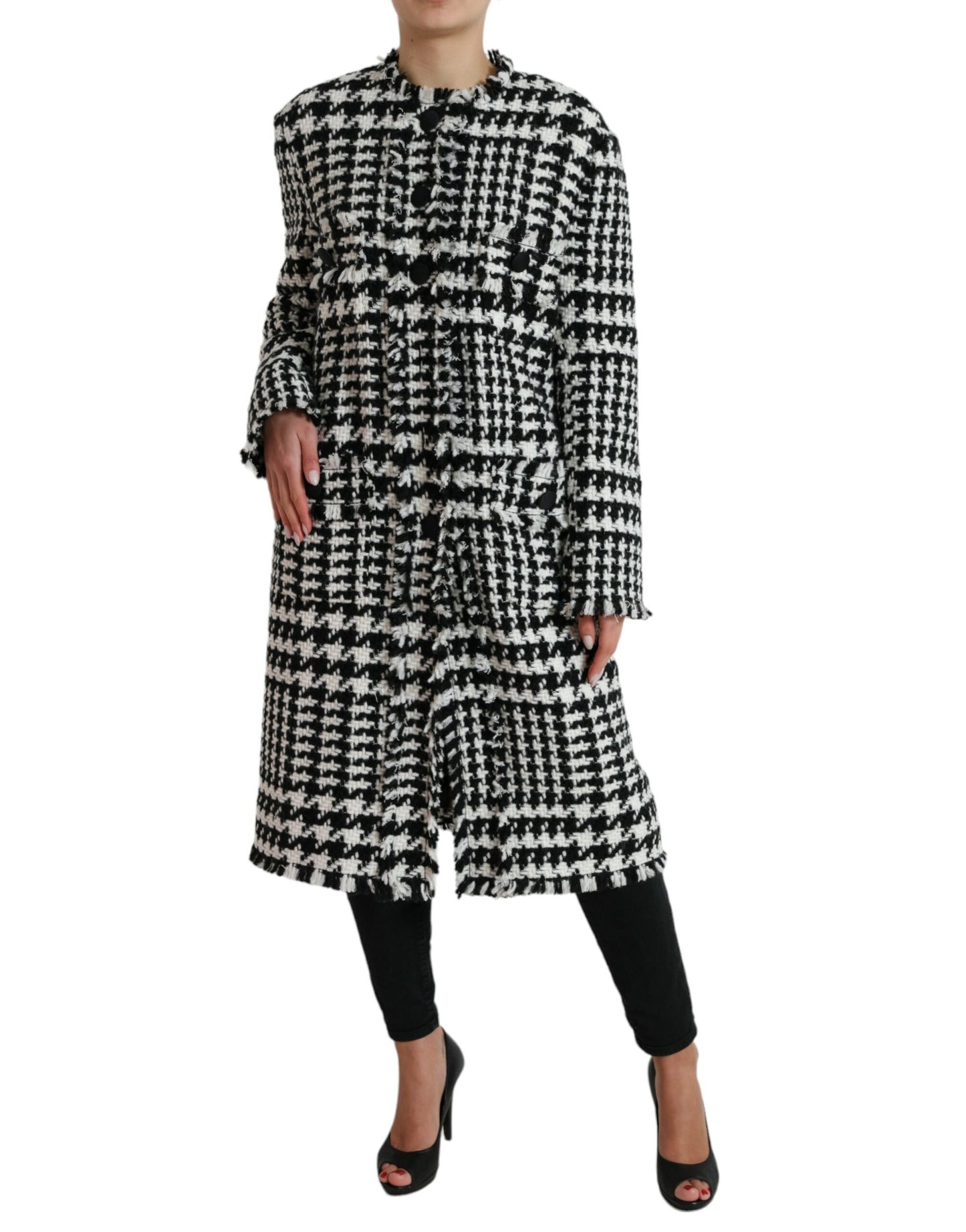 Dolce & Gabbana Elegante Pied-de-Poule Lange Trenchcoat