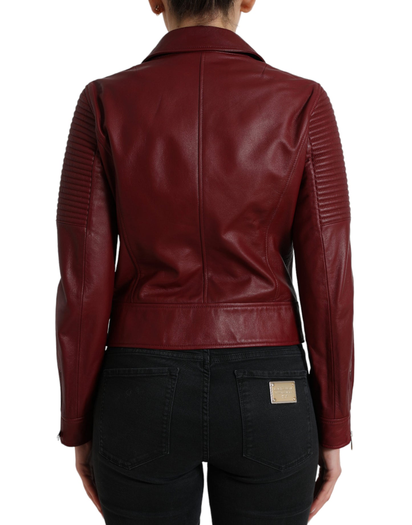 Dolce & Gabbana Bordeaux Biker Leren Jack