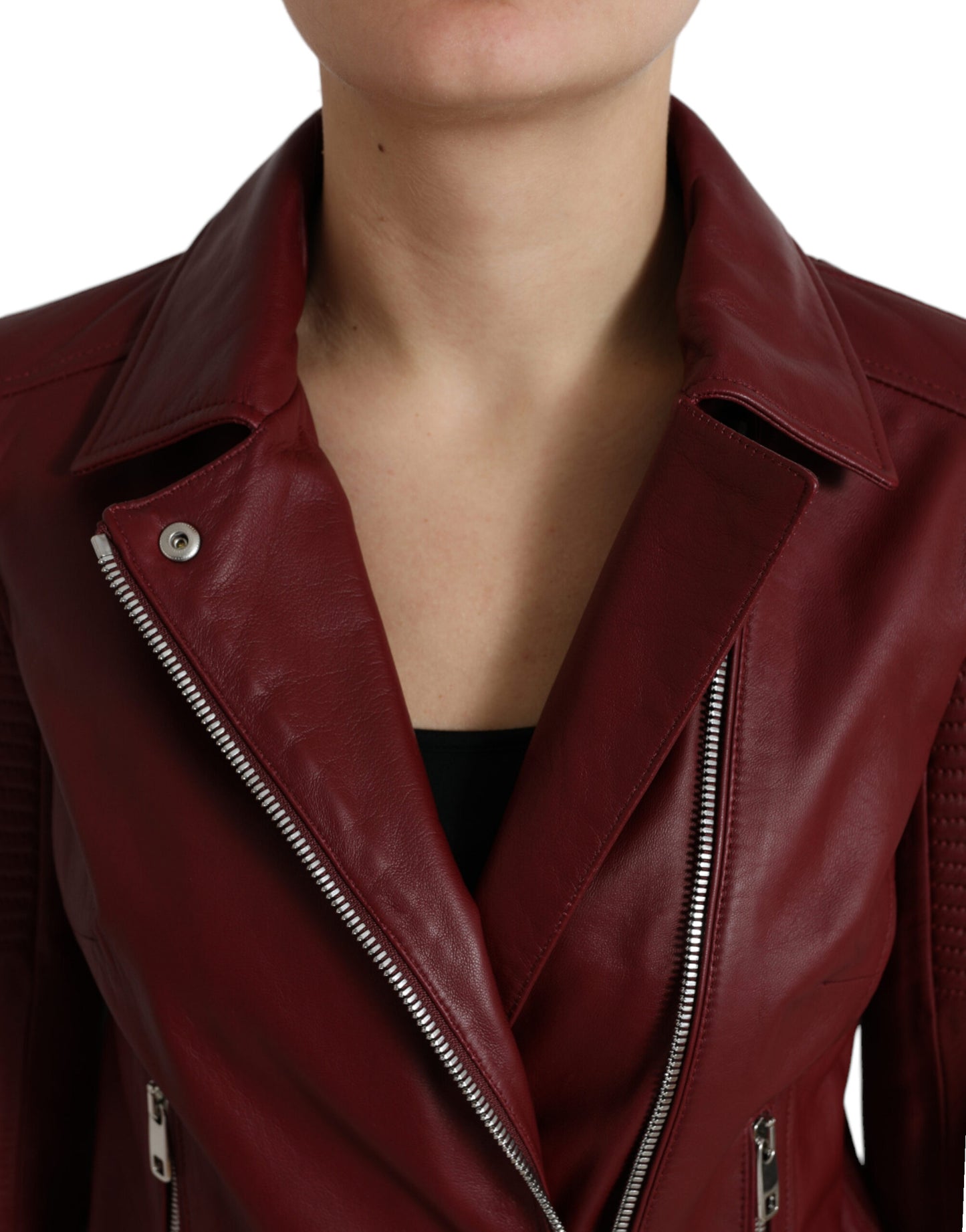 Dolce & Gabbana Bordeaux Biker Leren Jack