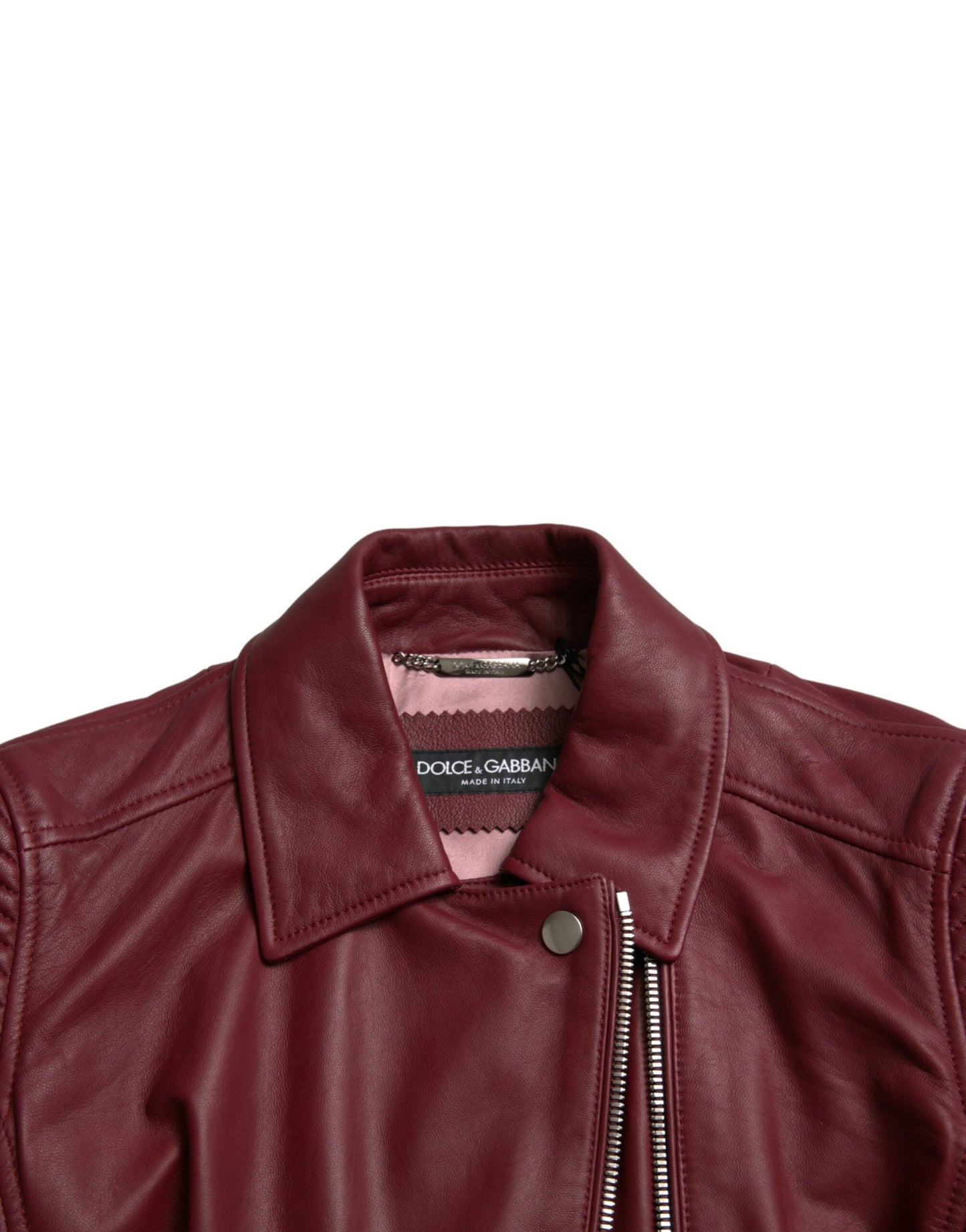 Dolce & Gabbana Bordeaux Biker Leren Jack