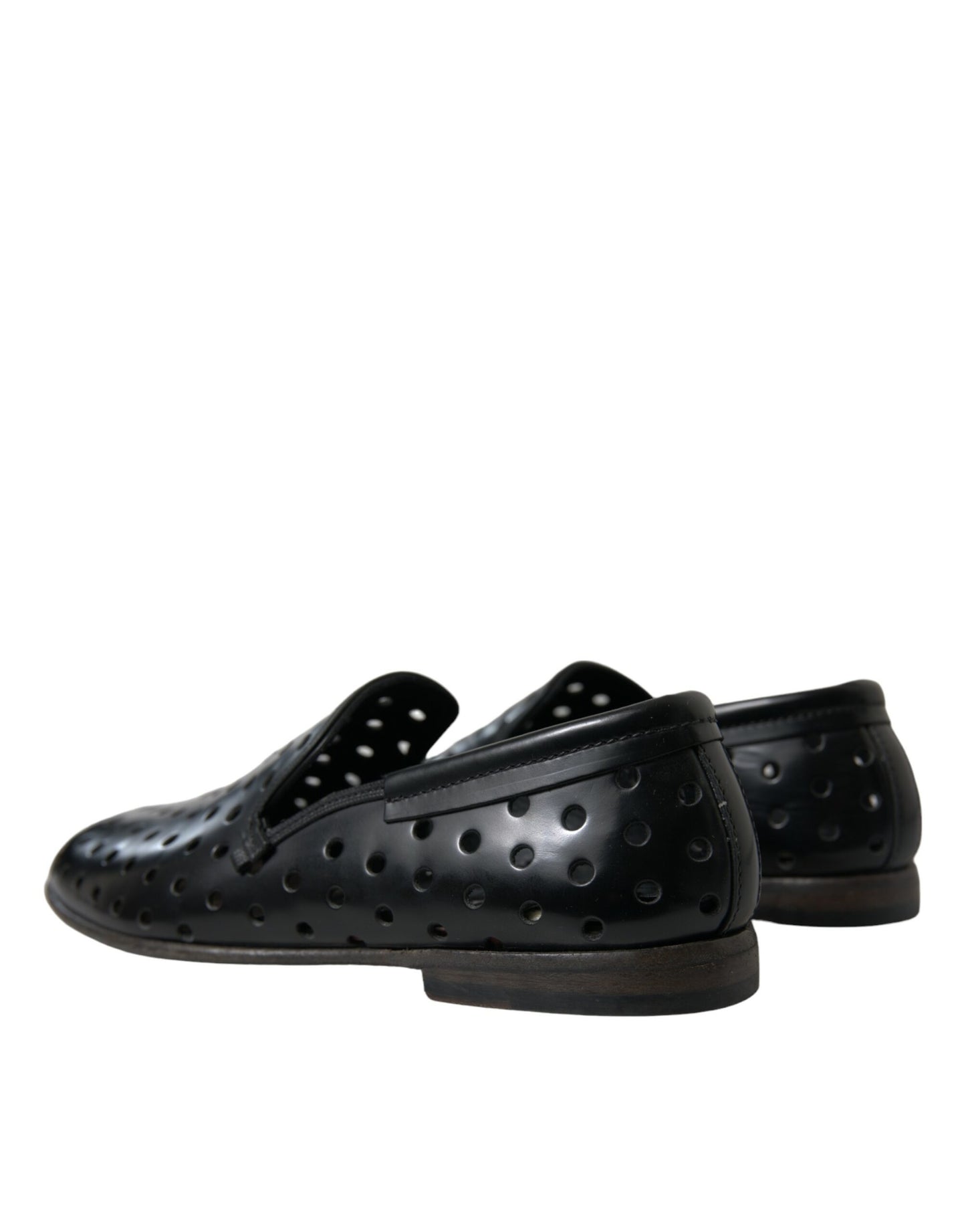 Dolce & Gabbana Elegante Zwarte Leren Geperforeerde Loafers