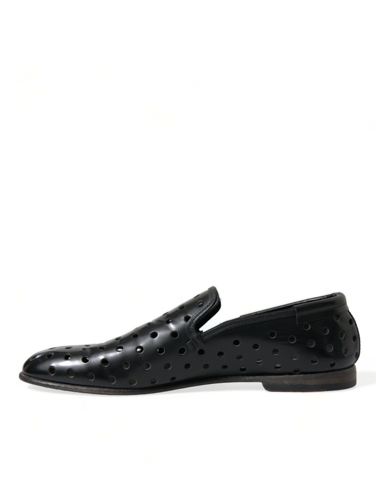 Dolce & Gabbana Elegante Zwarte Leren Geperforeerde Loafers