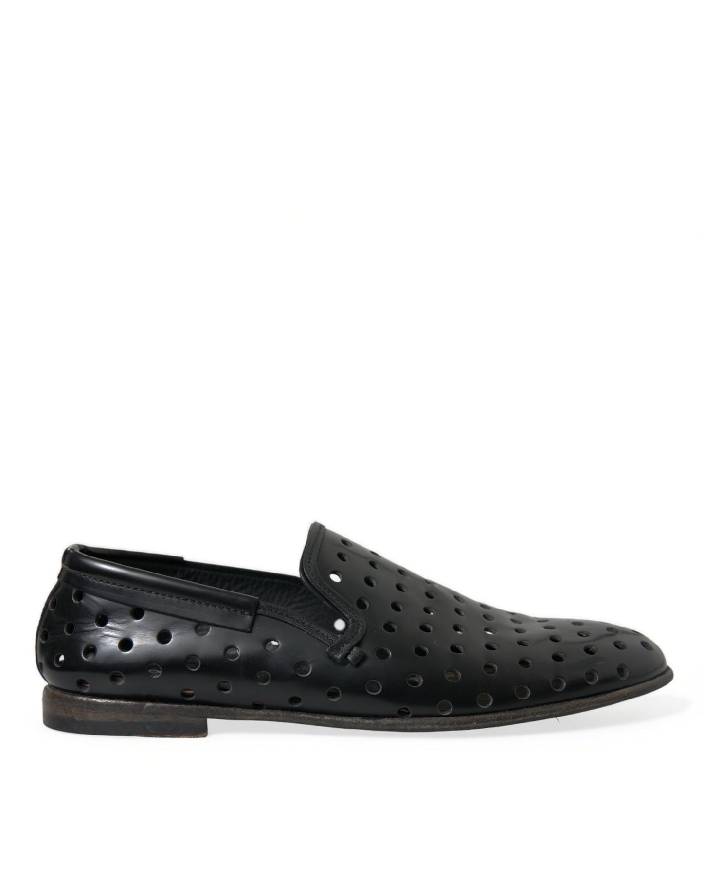 Dolce & Gabbana Elegante Zwarte Leren Geperforeerde Loafers