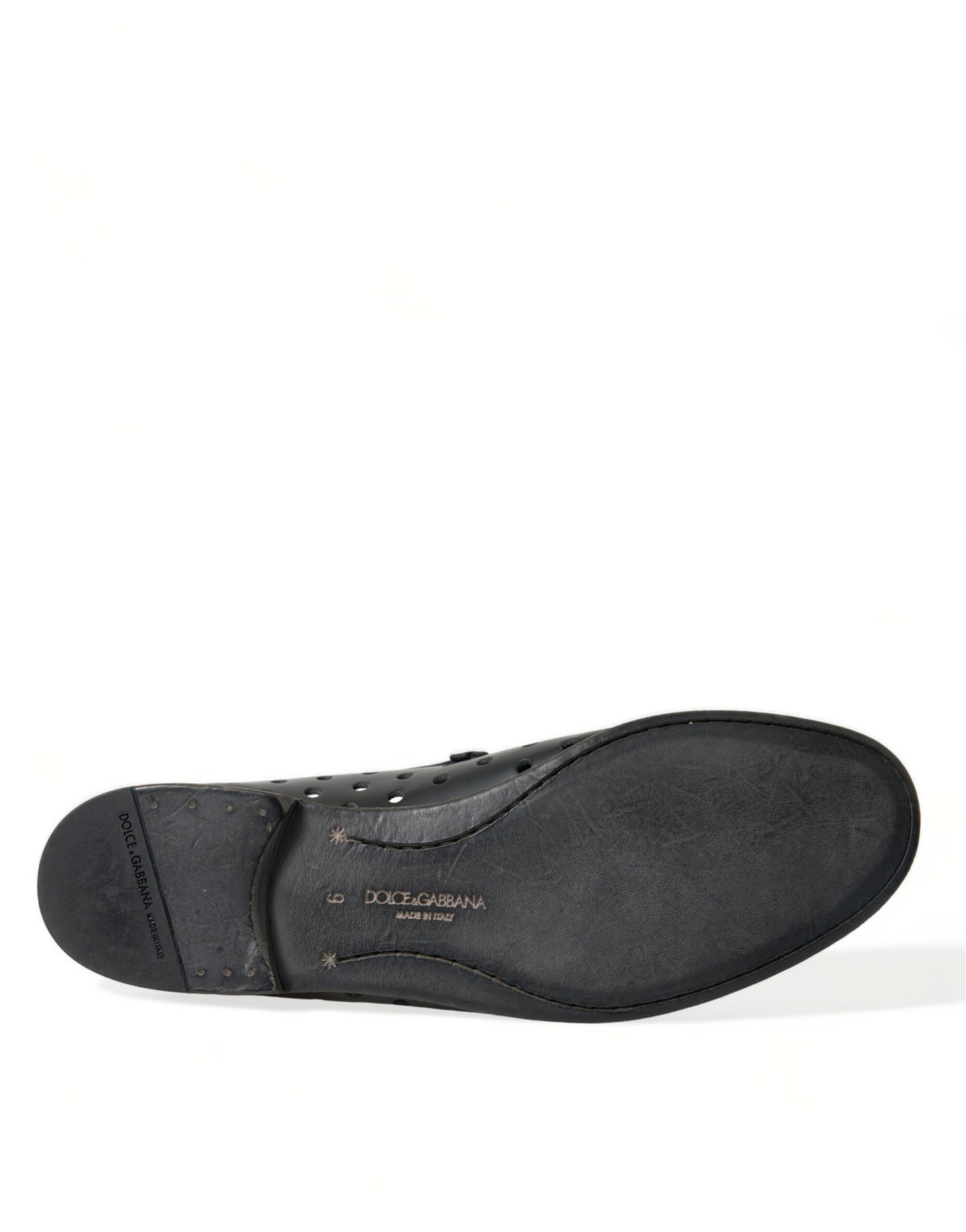 Dolce & Gabbana Elegante Zwarte Leren Geperforeerde Loafers