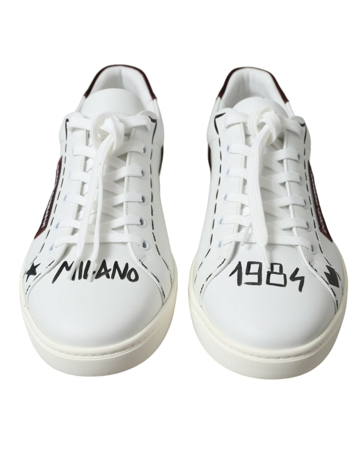 Dolce & Gabbana Exclusieve Witte Bordeaux Lage Sneakers