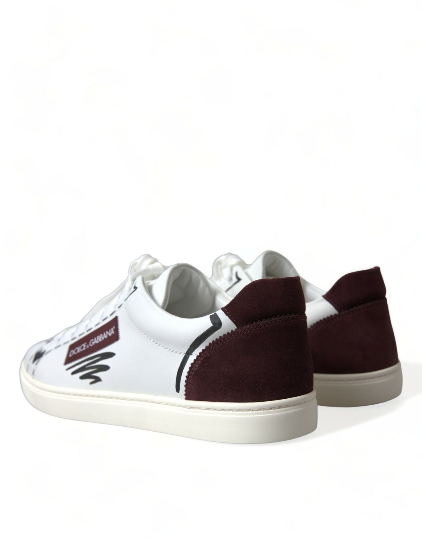 Dolce & Gabbana Exclusieve Witte Bordeaux Lage Sneakers