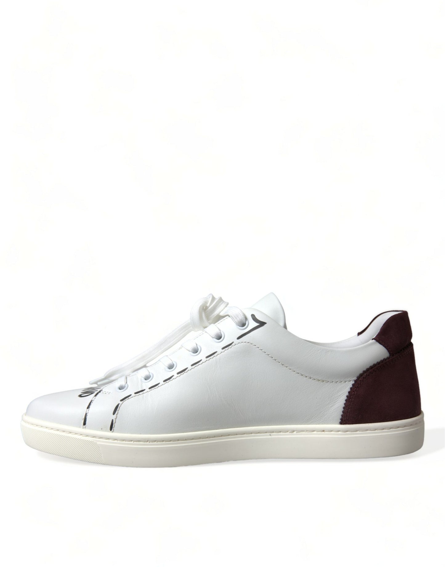 Dolce & Gabbana Exclusieve Witte Bordeaux Lage Sneakers