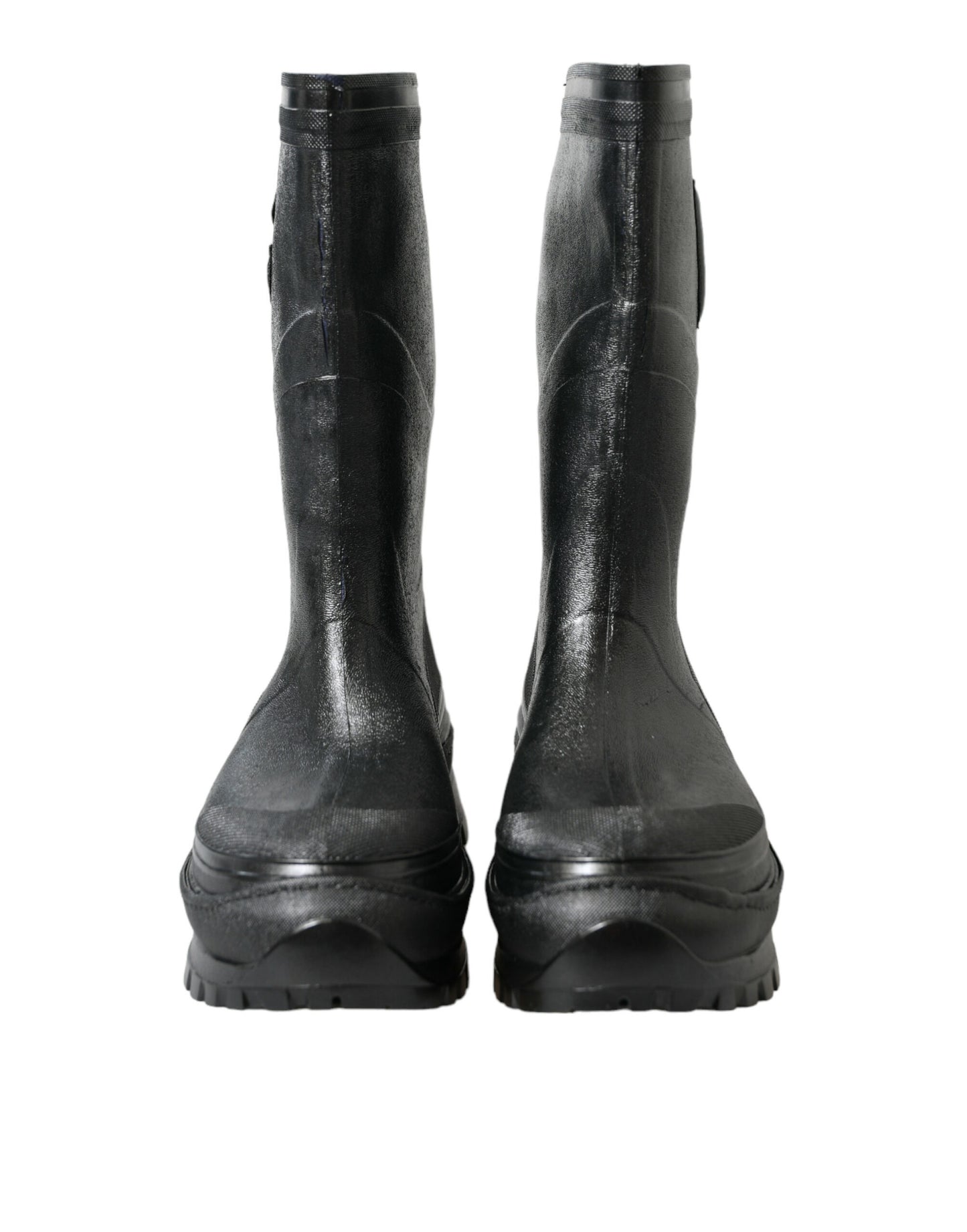 Dolce & Gabbana Sleek Metallic Rubber Rain Boots with DG Logo