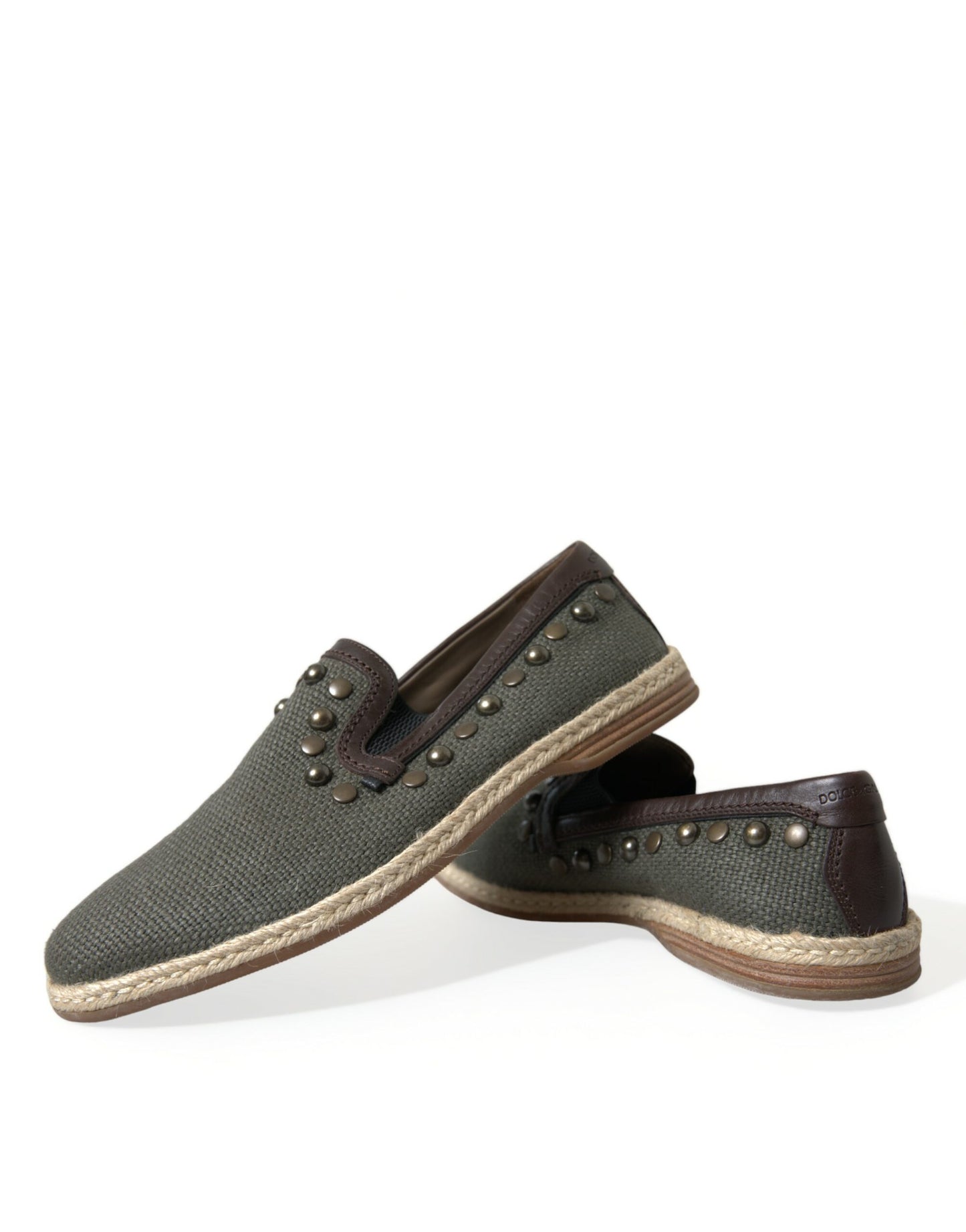 Dolce & Gabbana Canvas Loafer Pantoffel Schoenen met Studs