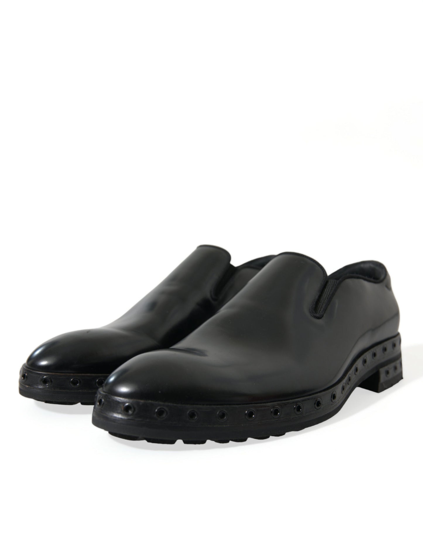 Dolce & Gabbana Elegante Zwarte Leren Loafers Met Studs