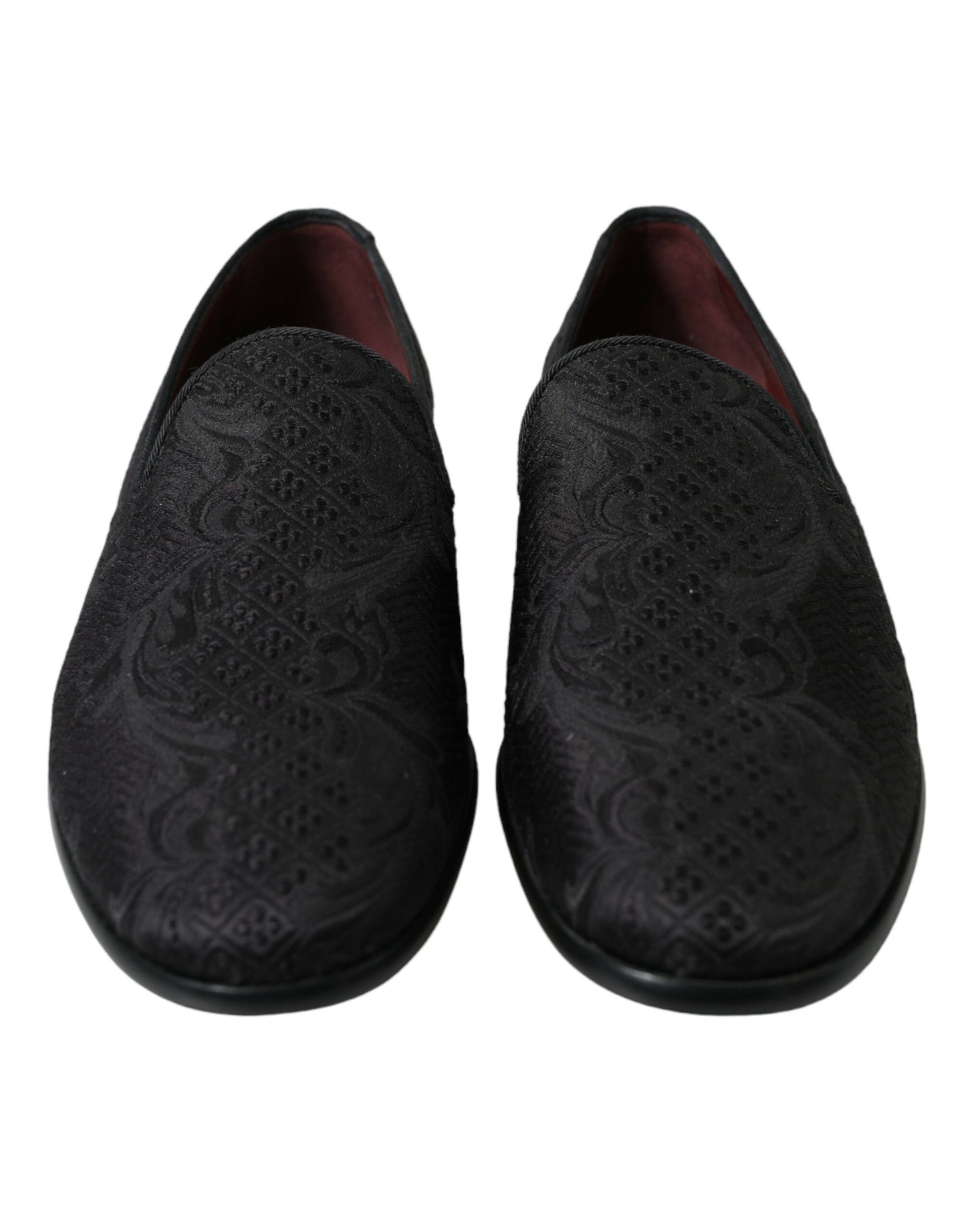 Dolce & Gabbana Elegante Zwarte Brokaat Jurk Loafers